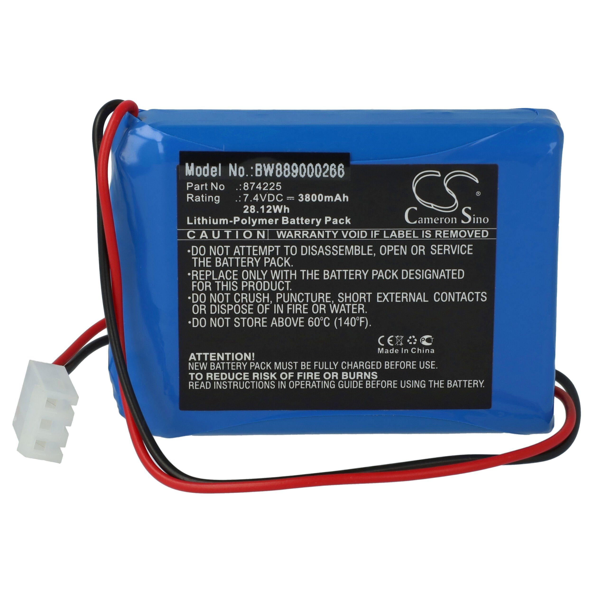 vhbw kompatibel mit Contec ECG-300G, ECG300GT Akku Li-Polymer 3800 mAh (7,4 V)