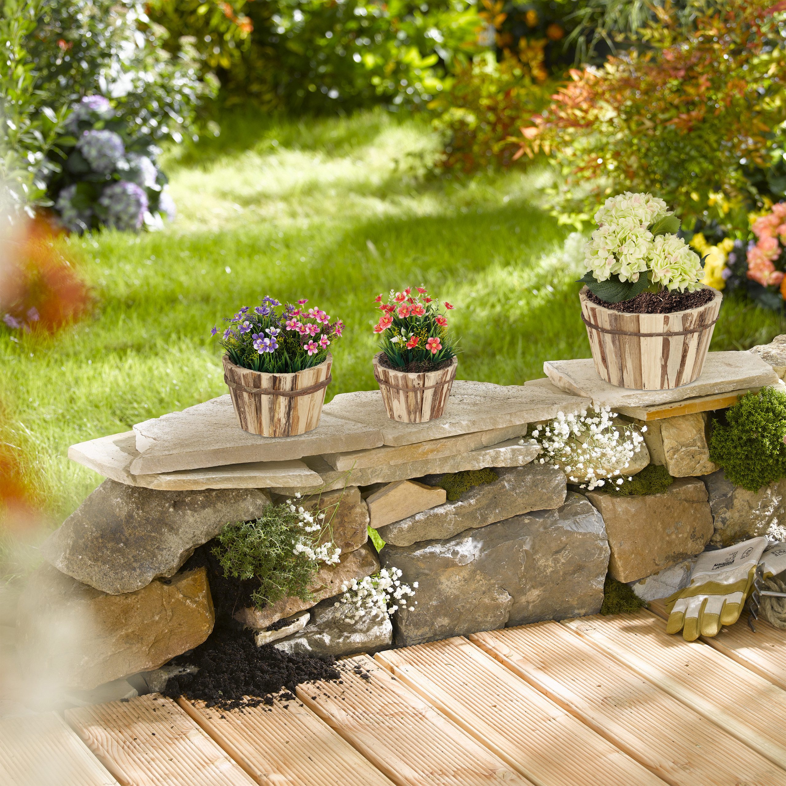 relaxdays Pflanzkübel Holz Blumentopf in 3 günstig online kaufen