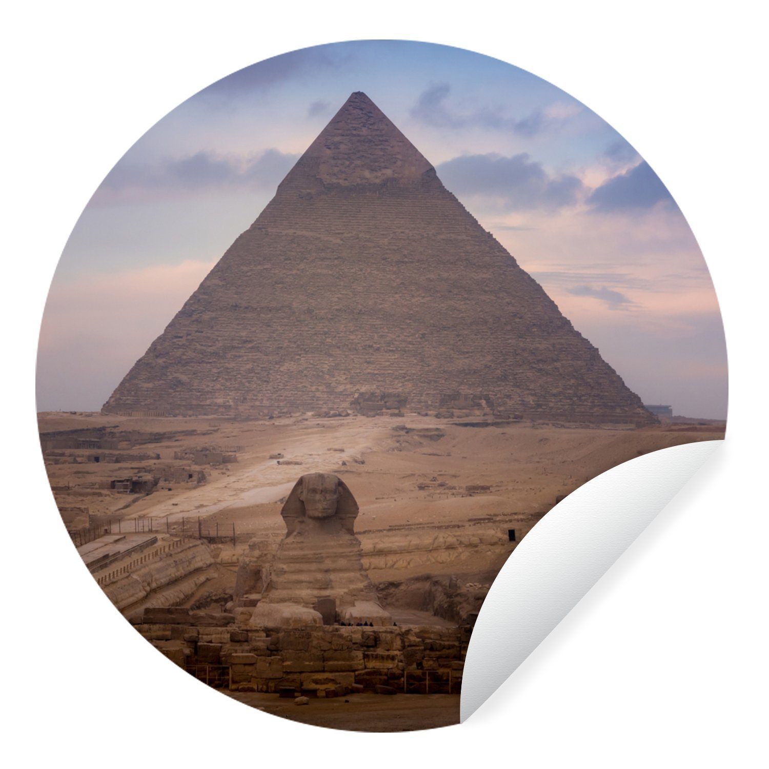 MuchoWow Wandsticker Frontansicht der Pyramide Tapetenaufkleber, Kinderzimmer, Tapetenkreis Wohnzimmer von für Rund, Ägypten - St), Kairo (1