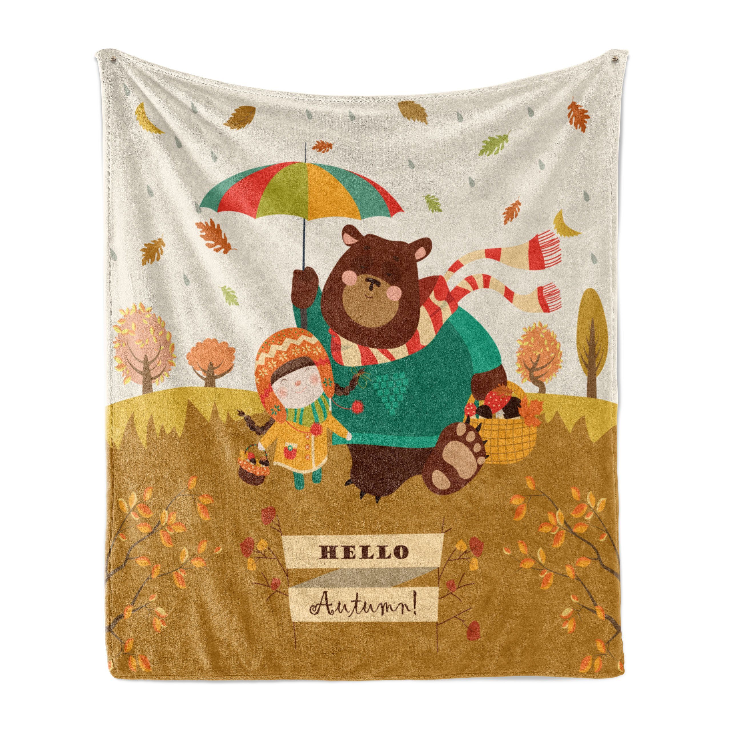 Wohndecke Gemütlicher Plüsch für den Innen- und Außenbereich, Abakuhaus, forest Friends Hallo Herbst Cartoon