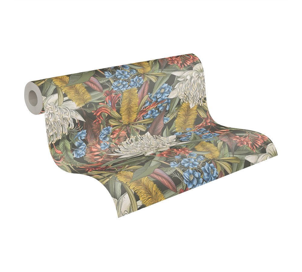 Bricoflor Vintage Blumentapete Im Landhausstil Grüne Tapete Mit Blumen Flor günstig online kaufen