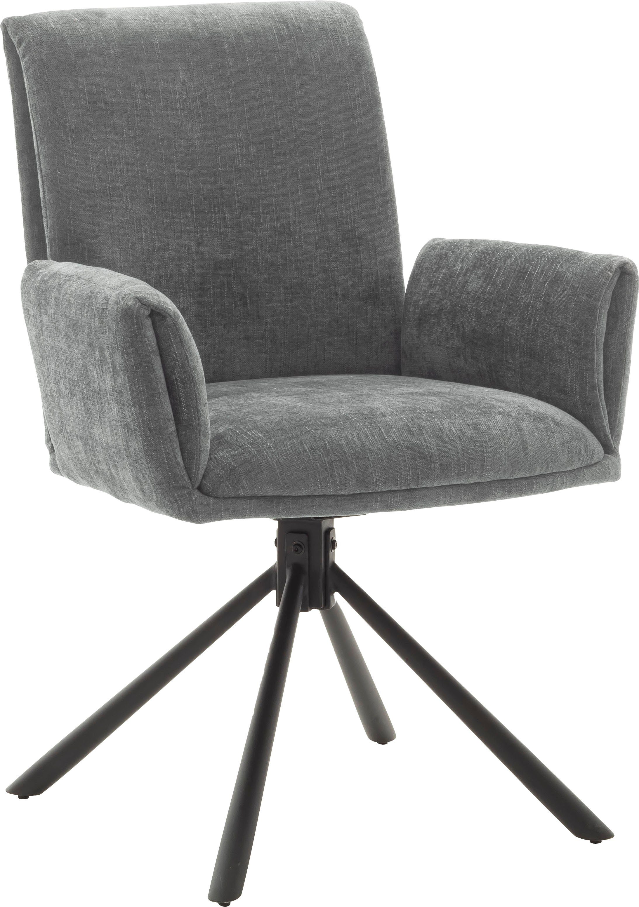 lackiert Stoffbezug Boulder, Chenille | Nivellierung, Schwarz in mit MCA matt Optik furniture Grau 180°drehbar 4-Fußstuhl