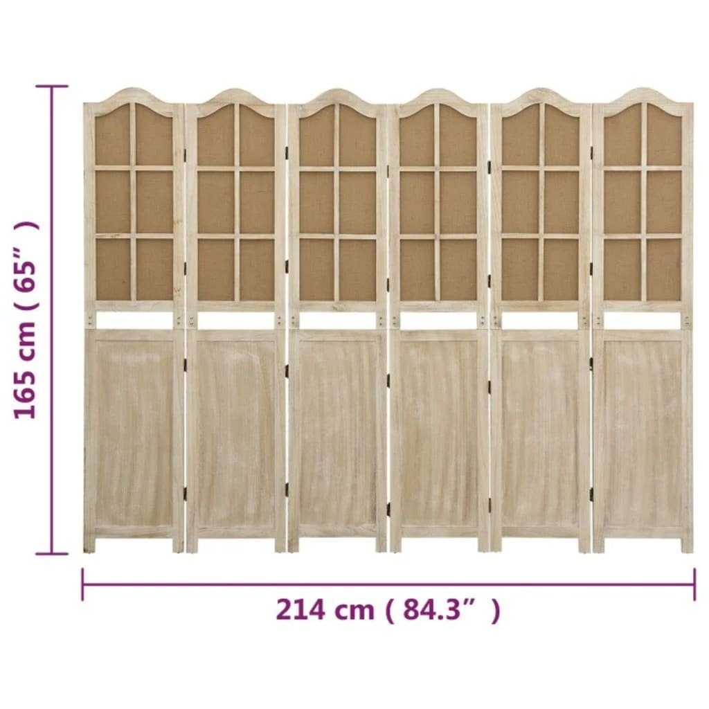 furnicato Raumteiler Braun 214x165 cm Stoff 6-tlg