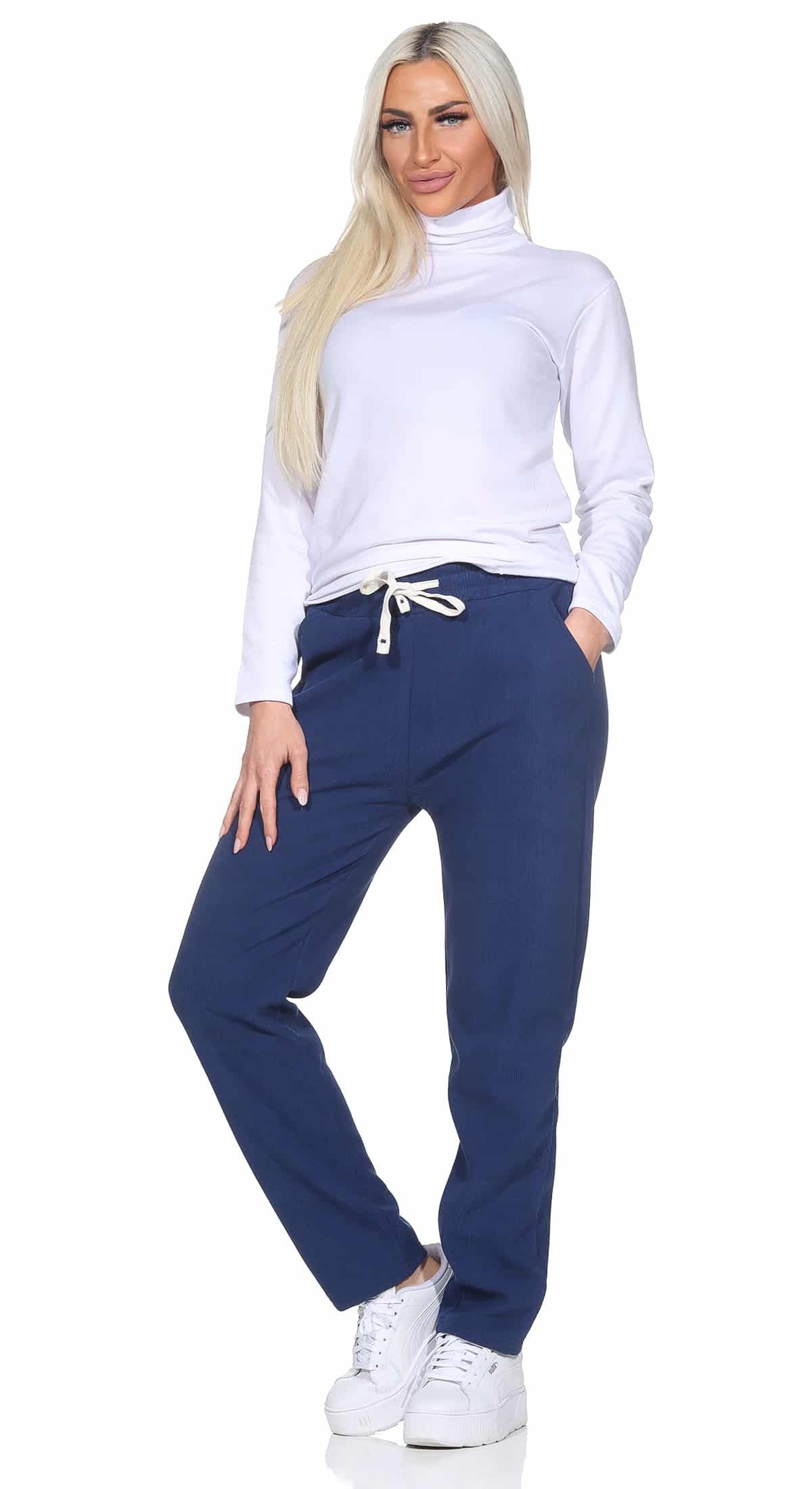 OriginalYou Cordhose Cordhose Damen Freizeithose warme Übergangshose Fleece gefüttert mit Gummibund, mit Schnürung, in Unifarben