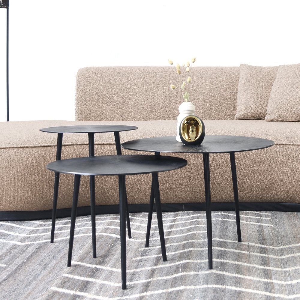 RINGO-Living Beistelltisch Couchtisch Lilou in Schwarz aus Metall 3er-Set 450x600mm, Möbel
