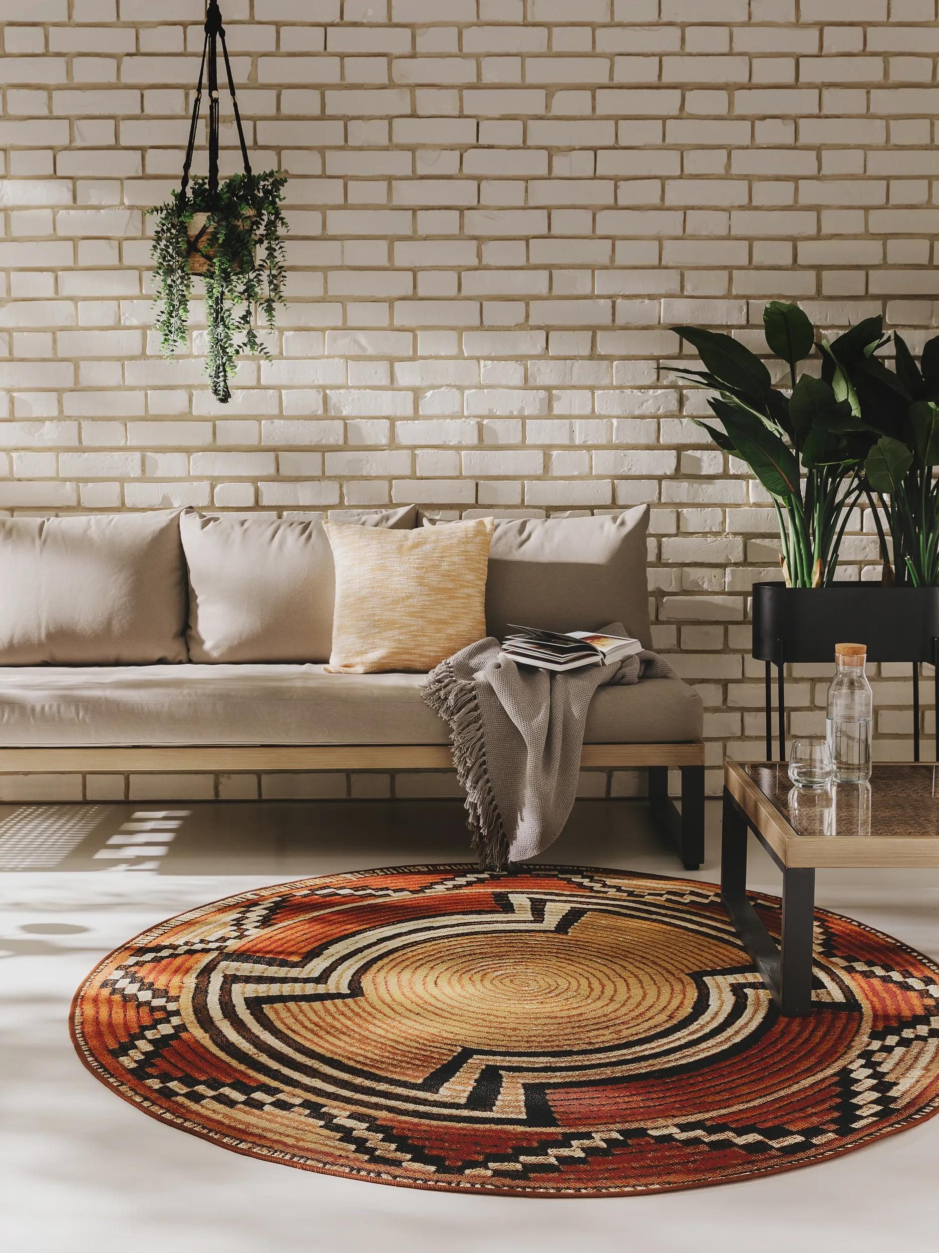 benuta Outdoorteppich Artis, rund, Höhe: 5 mm, Kunstfaser, Outdoor,Abstrakt, Boho-Style, Esszimmer,Küche