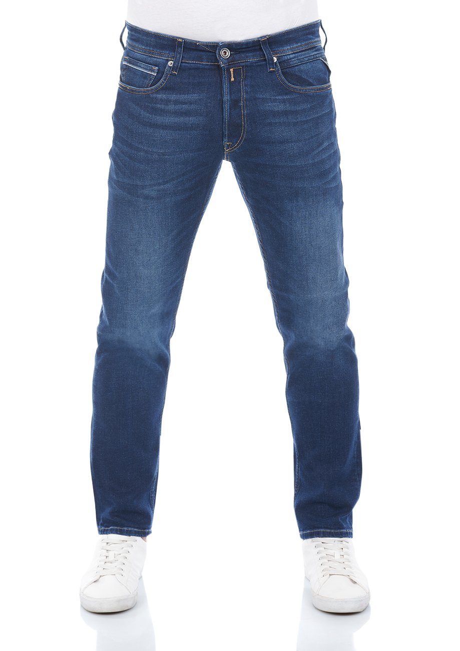 Jean Replay Grover Pour Homme - Coupe Straight-Fit, Taille Mi-haute, Confort Stretch (94% Coton, 6% Élasthanne)