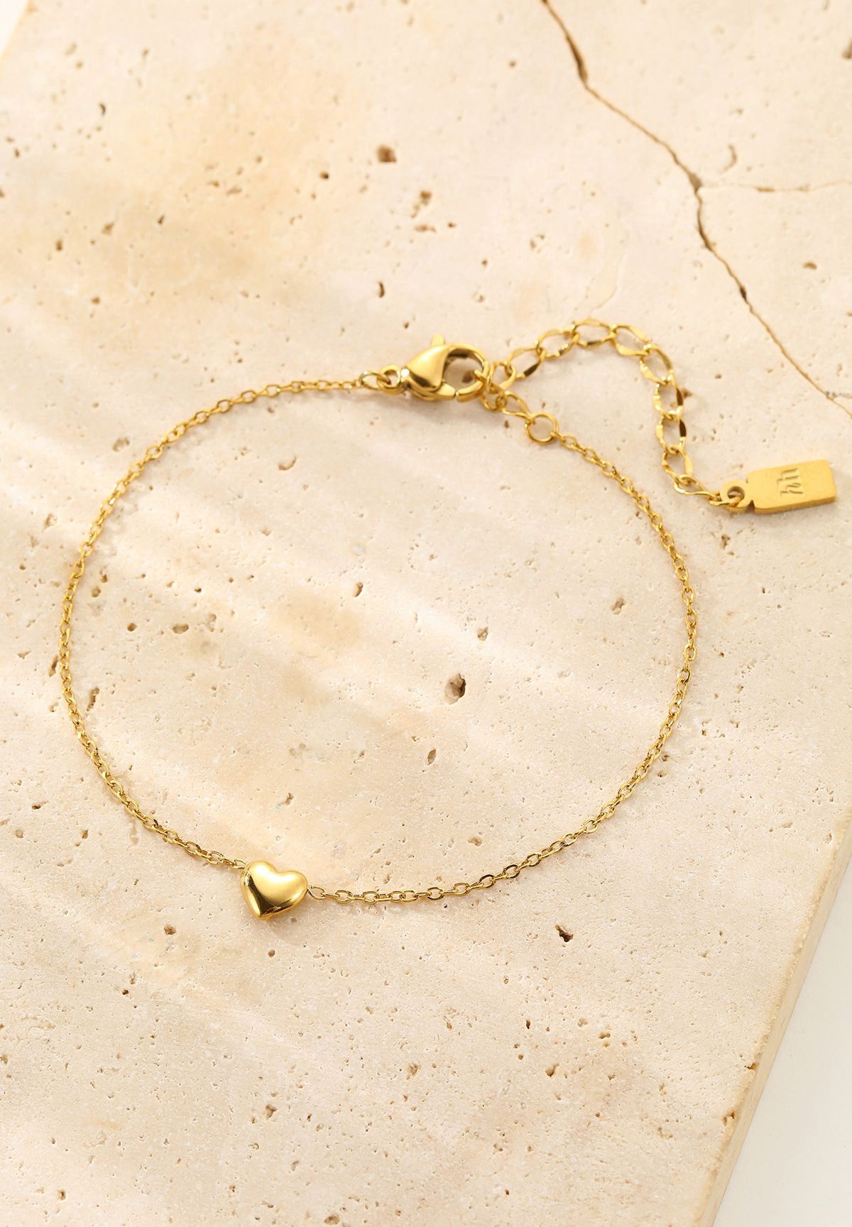 Hey Happiness Charm-Armband Chunky Herzchen Charm, verstellbar, Elegante Damen Edelstahl Armkette mit Herz Anhänger