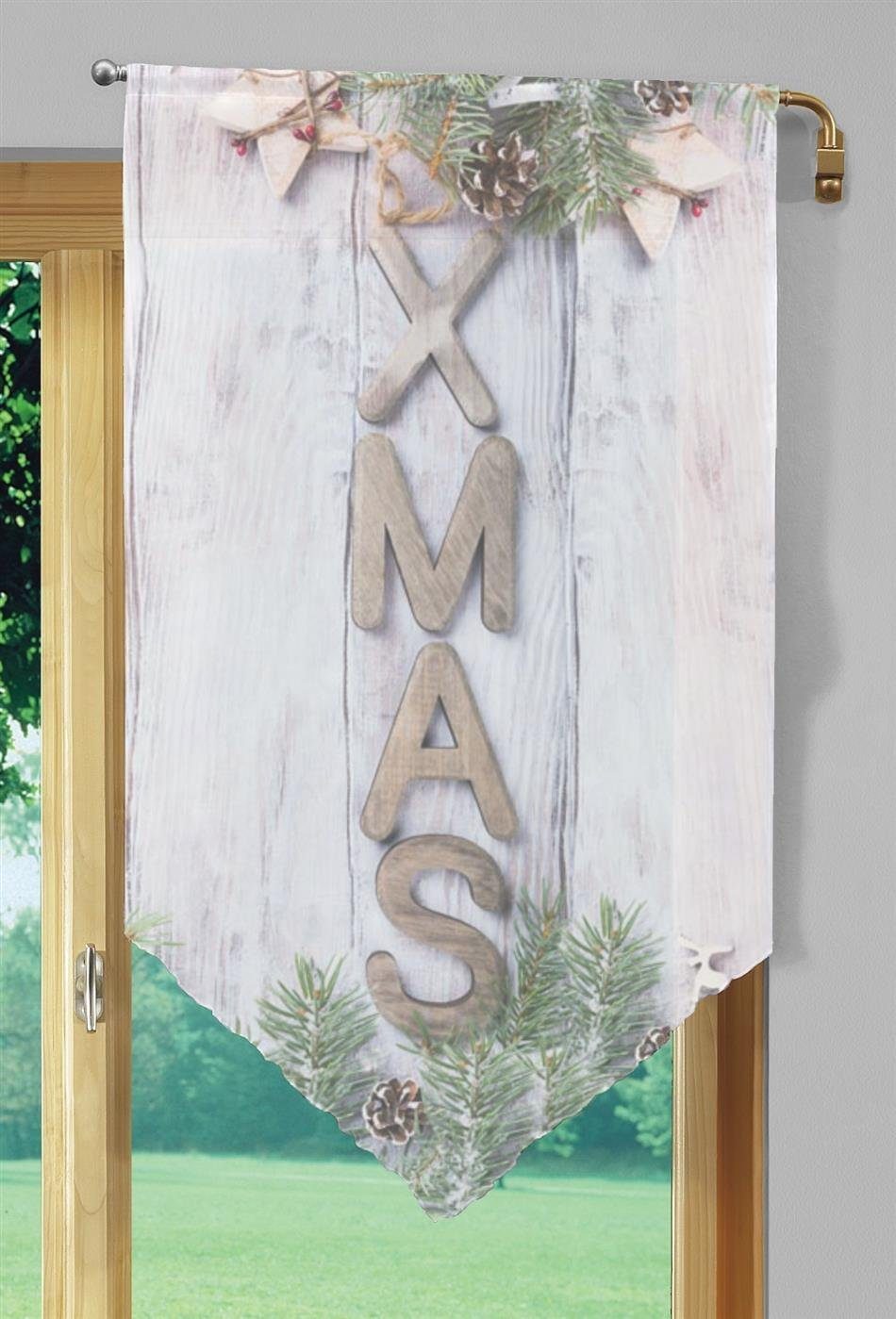 HOME WOHNIDEEN Gardine Home Wohnideen Fensterbehang Aus Voile Xmas 054922 ( günstig online kaufen