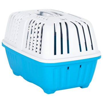 vidaXL Tiertransportbox Transportbox für Haustiere Weiß Blau 48x31,5x33 cm Polypropylen
