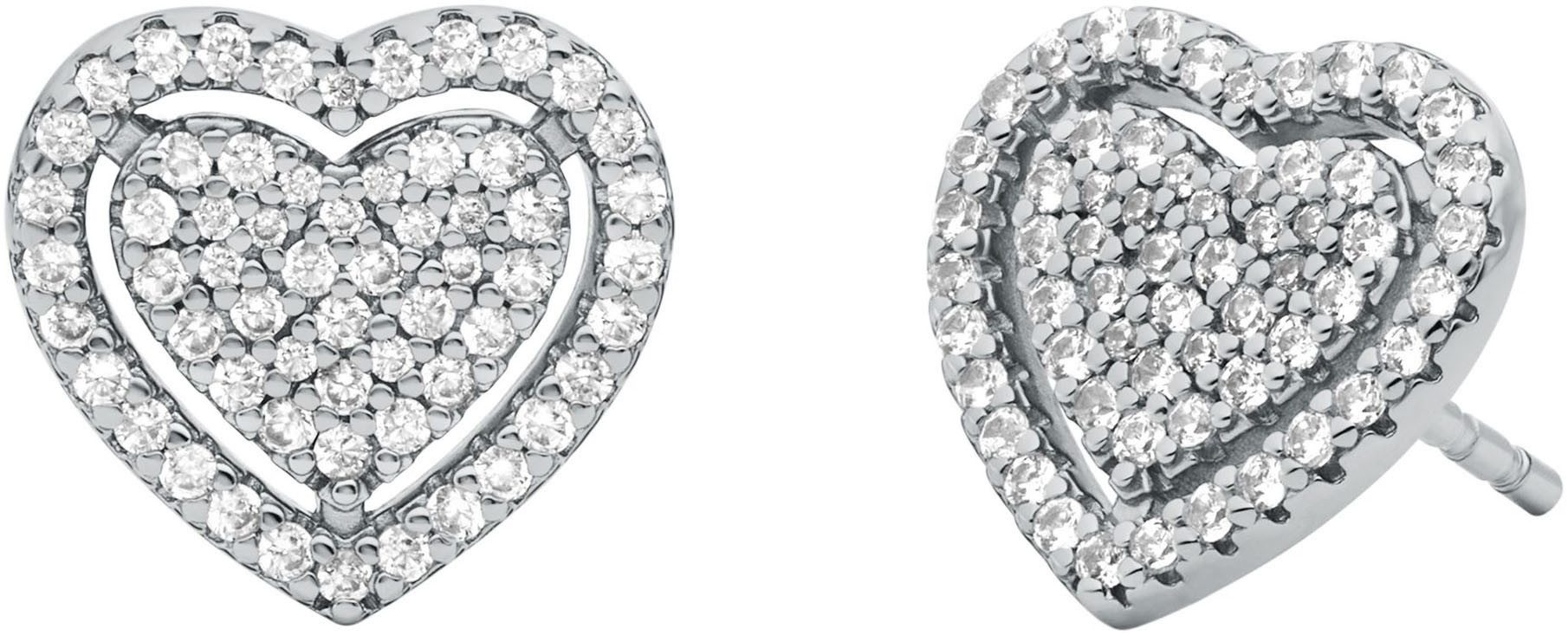 Paar Ohrstecker Schmuck Geschenk Silber 925 Ohrringe Pavé Herz, MKC1750CZ040