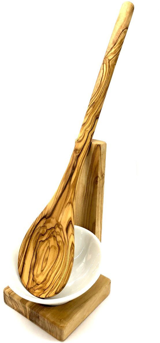 Olivenholz-erleben Kochlöffelhalter inkl. Kochlöffel und Porzellanschale, a günstig online kaufen