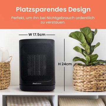 Pro Breeze Heizlüfter Keramiklüfter mit zwei Leistungsstufen, 1800 W, Automatische Oszillation & Kaltstufe für Badezimmer, Wohnzimmer, Büro