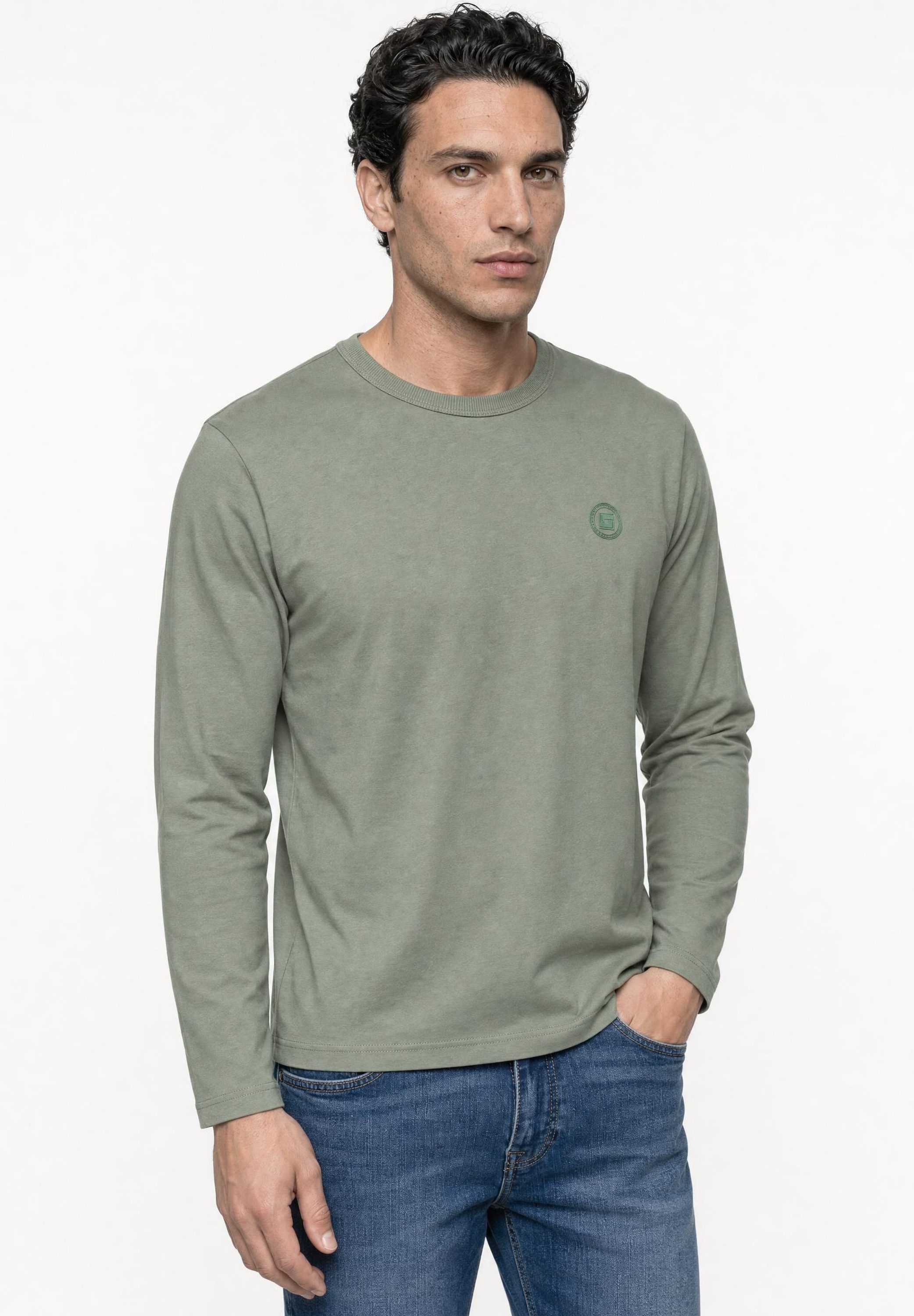 STREET ONE MEN Langarmshirt aus reiner Baumwolle
