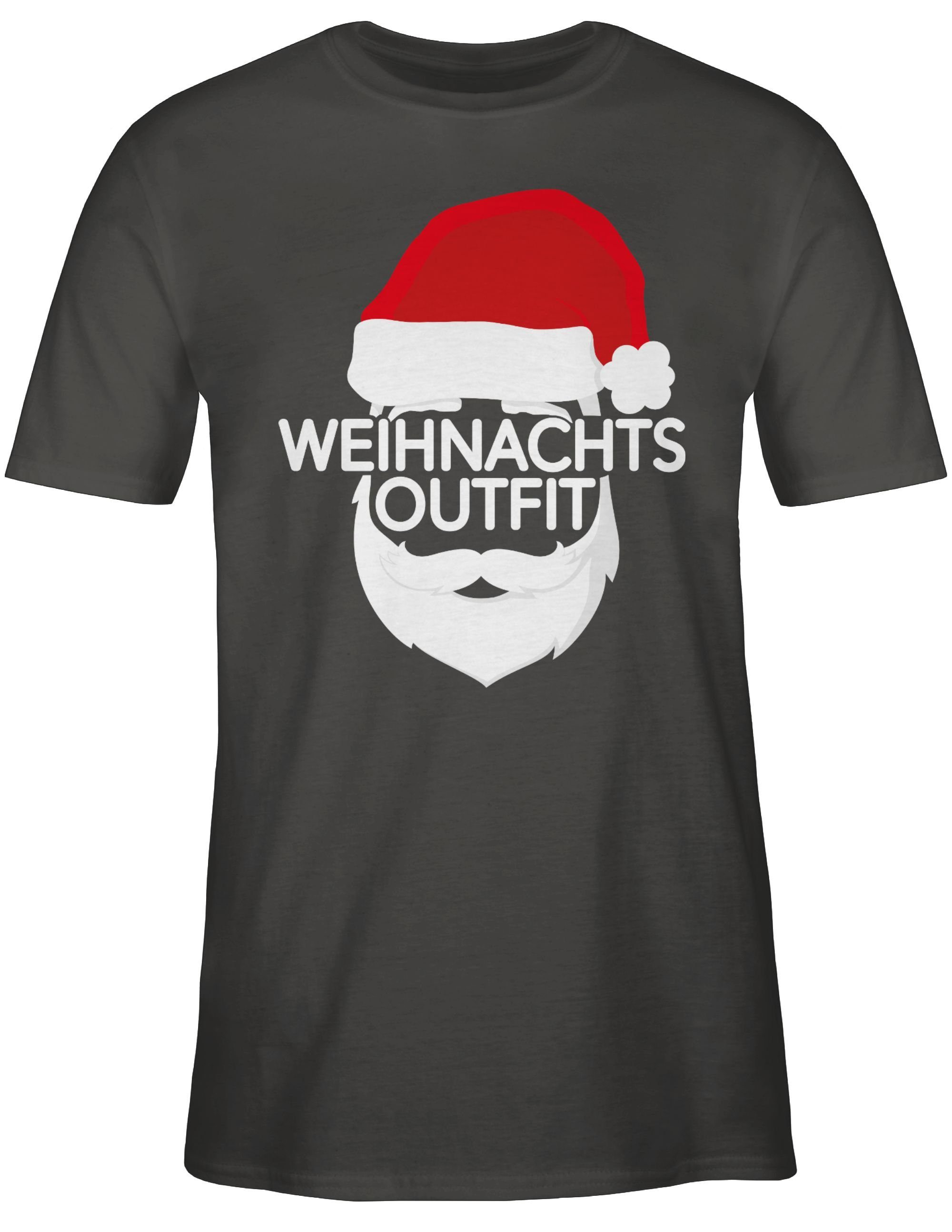 02 Weihachten Shirtracer T-Shirt Weihnachtsoutfit Dunkelgrau Weihnachtsmütze mit Kleidung