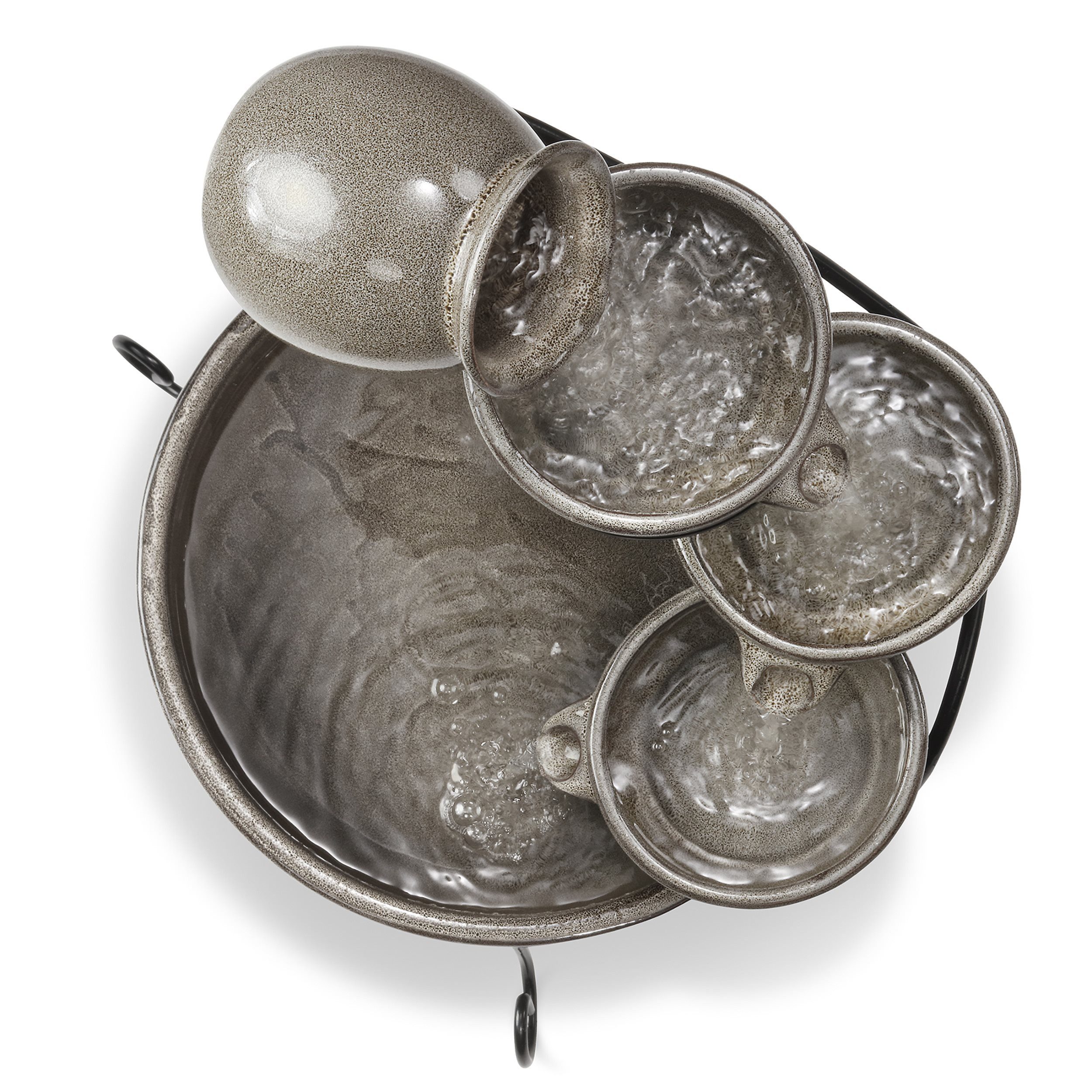 esotec Gartenbrunnen Solar Kaskadenbrunnen Firenze, Keramik grau, H=55cm mediterran 101306, (Komplettset)