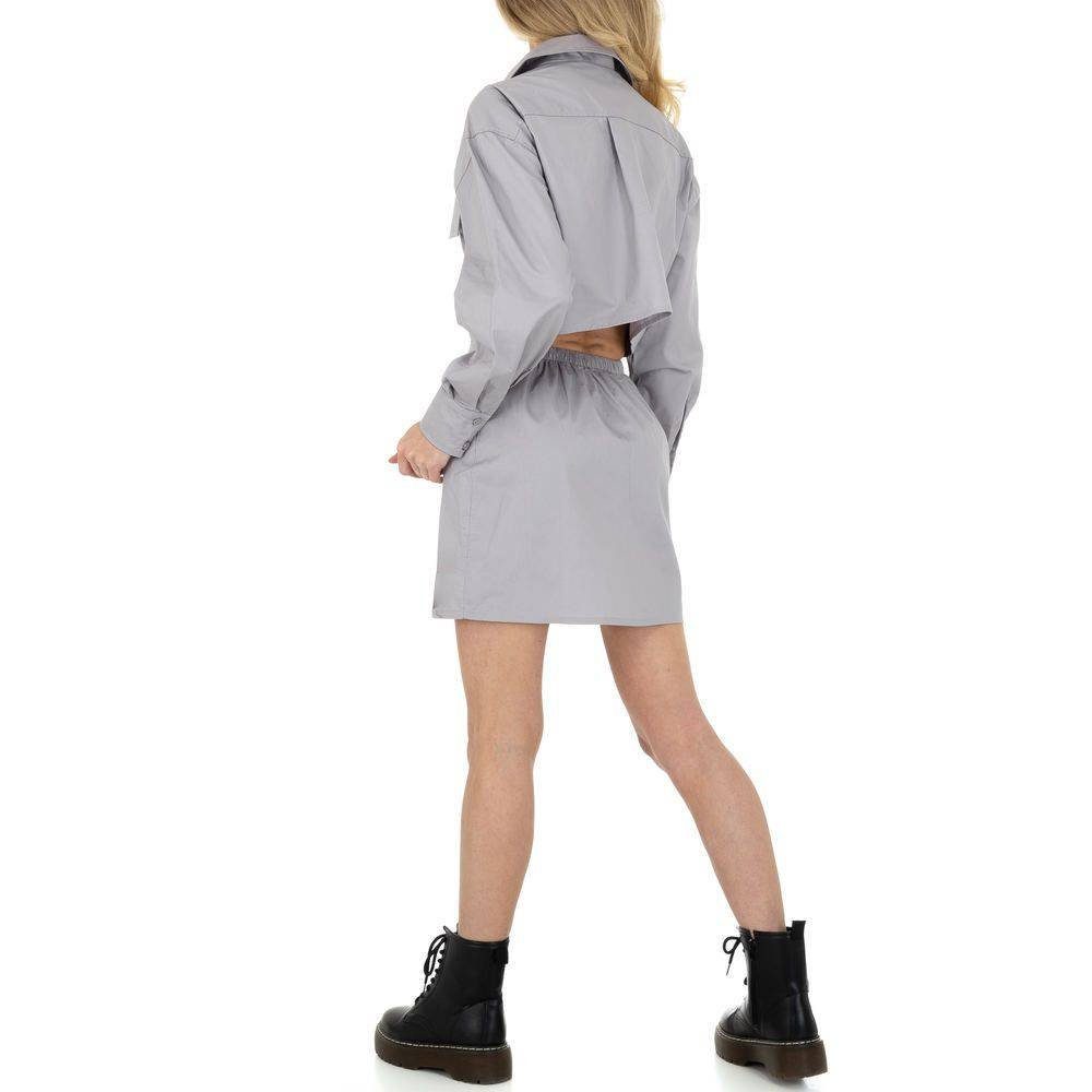 Ital-Design Minikleid Damen Military Minikleid Grau in