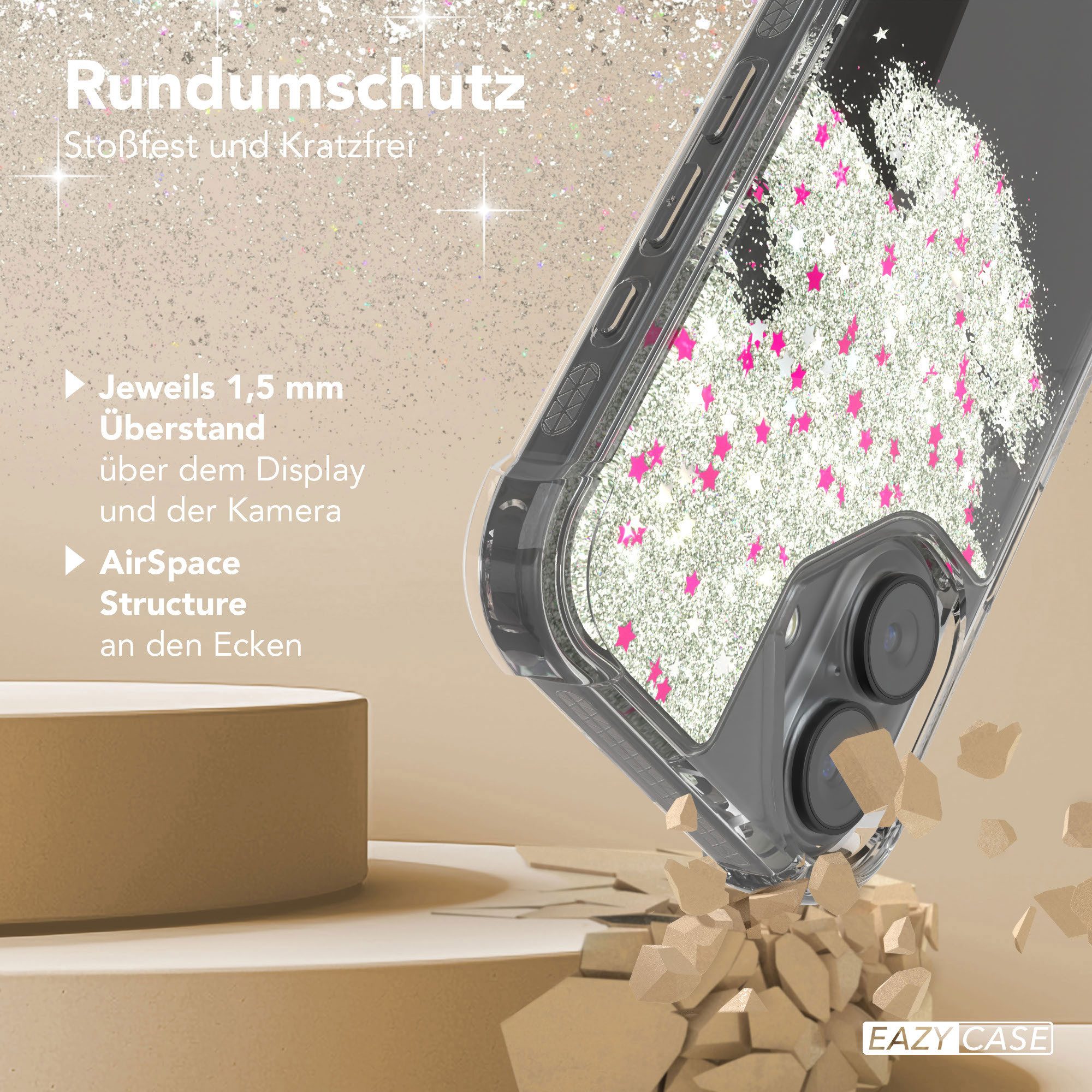 EAZY CASE Handyhülle Liquid Glittery Case für Apple iPhone 17 6,3 Zoll, Kratzfeste Silikonhülle stoßfestes Back Cover Phone Case Etui Silber – Bild 5 von 5