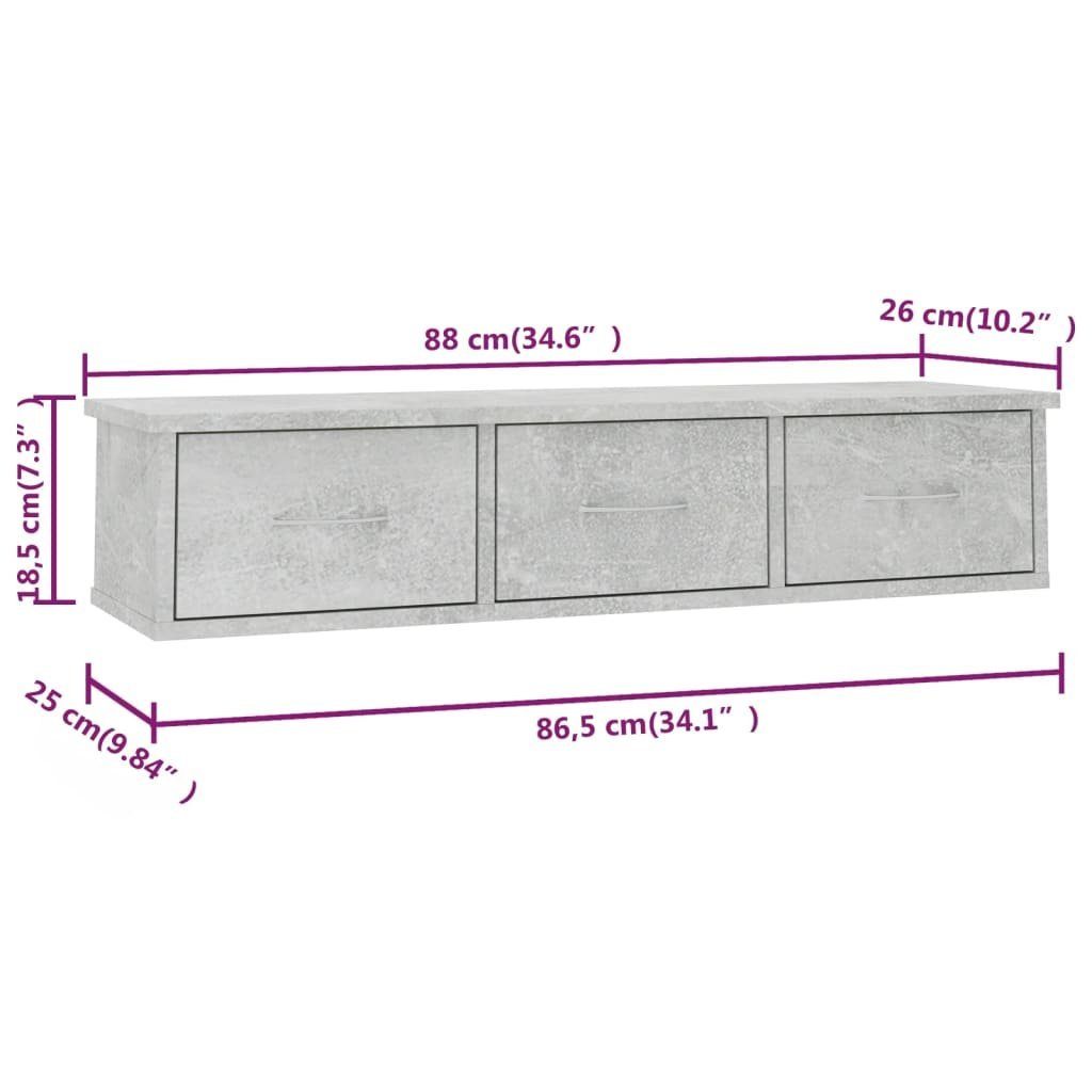 1-tlg. Holzwerkstoff, 88x26x18,5 Betongrau cm Regal vidaXL Wand-Schubladenregal