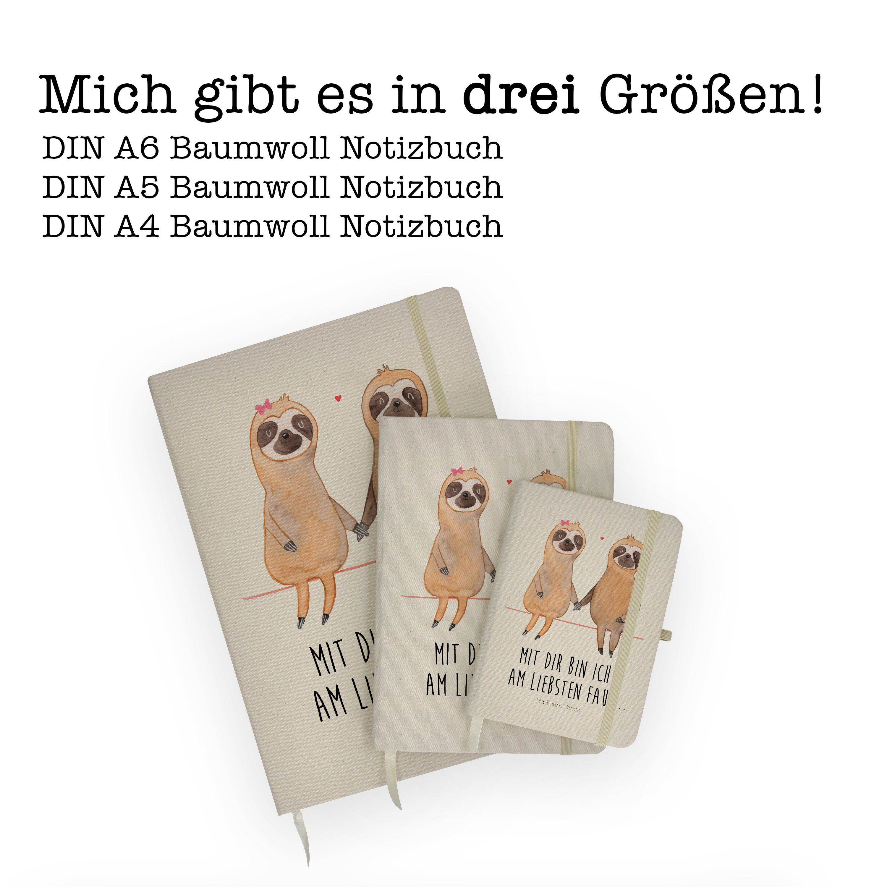 Mr. & Mrs. Panda Notizbuch Faultier - Pärchen Klad Panda Notizblock, - Transparent Geschenk, Mrs. Mr. & verliebt