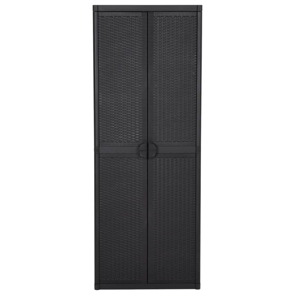 vidaXL Garten-Geräteschrank, Gartenschrank Schwarz 65x45x172 cm PP Rattan