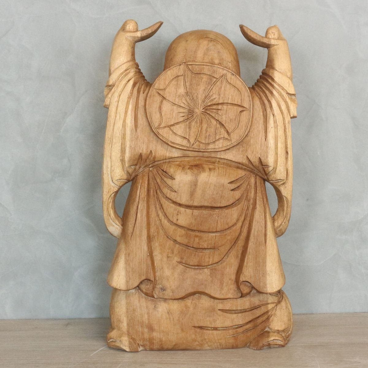 traditionelle im (1 Galerie Massiv Oriental cm Handarbeit Holzfigur Happy Buddha 50 St), Ursprungsland in Herstellung Dekofigur