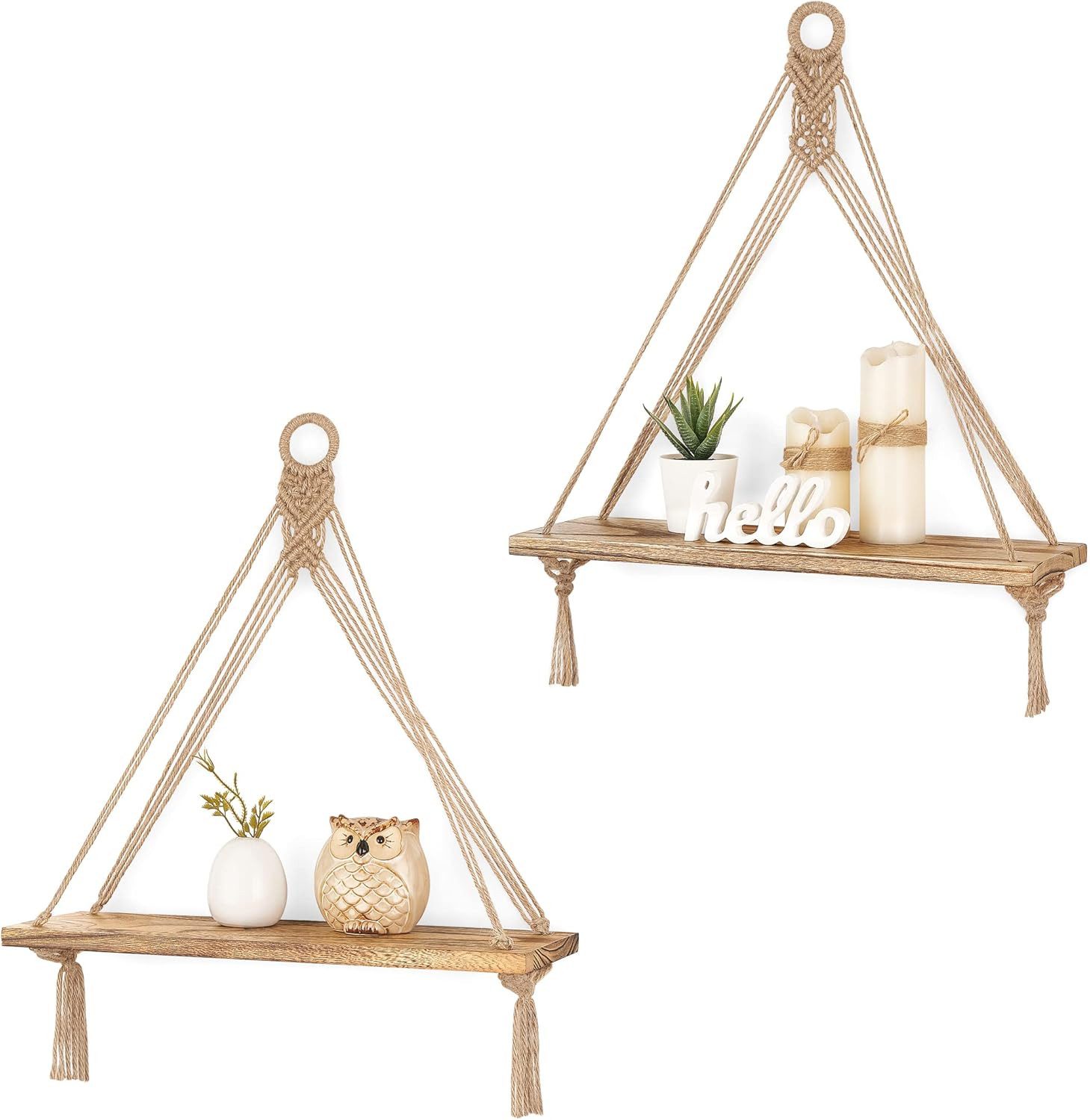 Coonoor Wanddekoobjekt Wandregal, Boho Makramee Holzregal günstig online kaufen