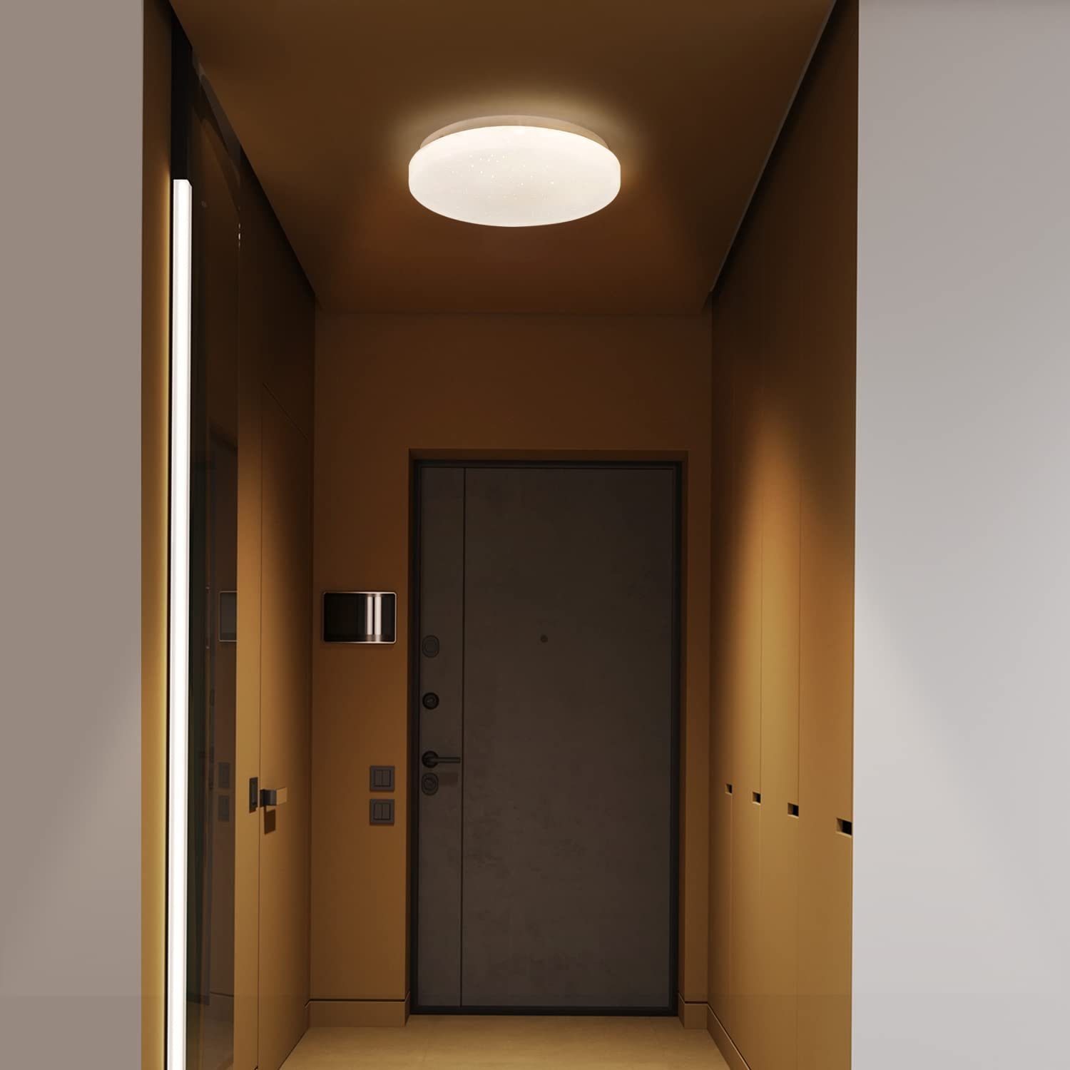 ZMH Deckenleuchte 15W Küche Flurlampe Büro, Tageslichtweiß, glitzer fest integriert, Runde Modern LED klein Schlafzimmer
