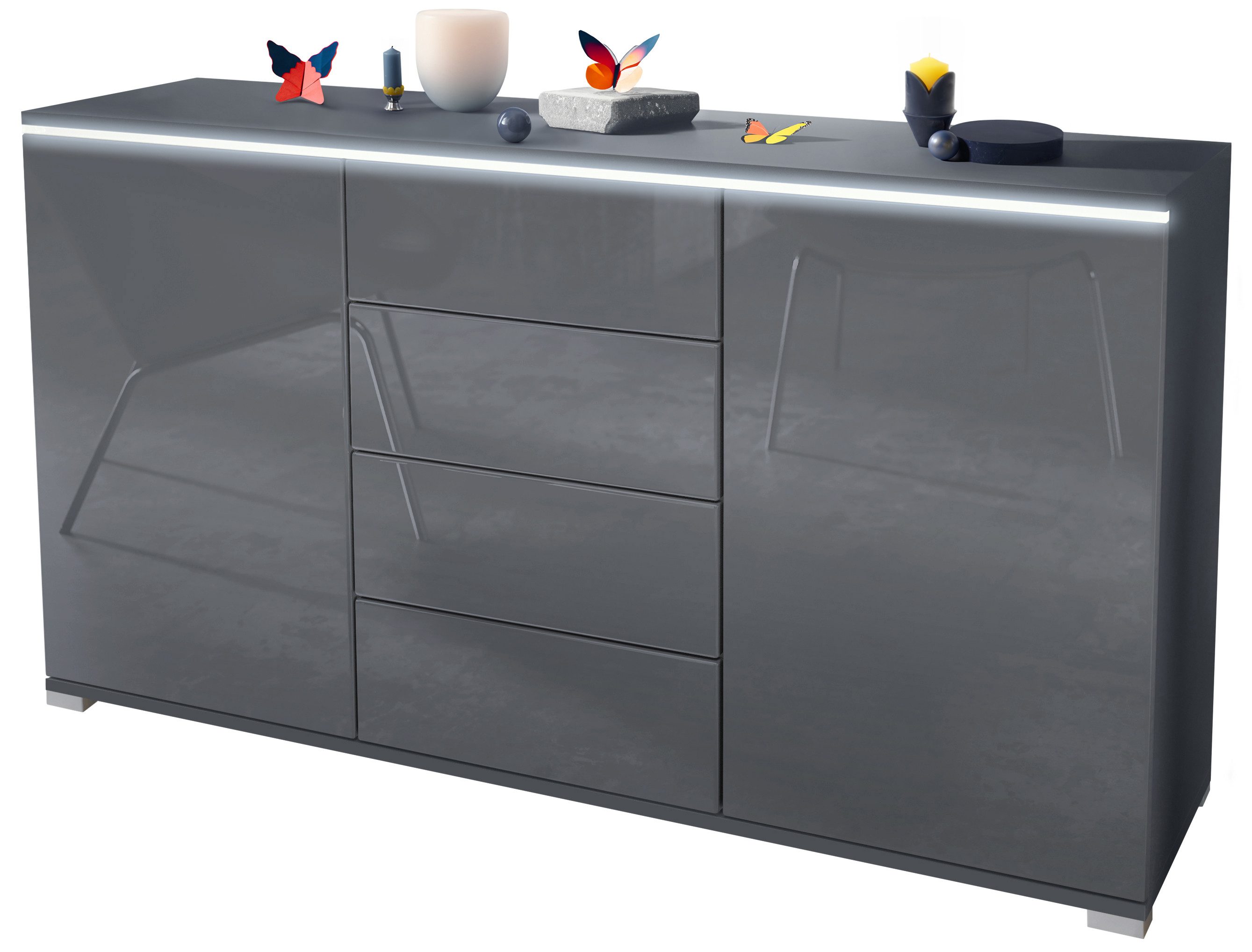 Vladon Sideboard Faro V1 (Kommode mit 2 Türen & 4 Schubladen, Schrank mit L günstig online kaufen