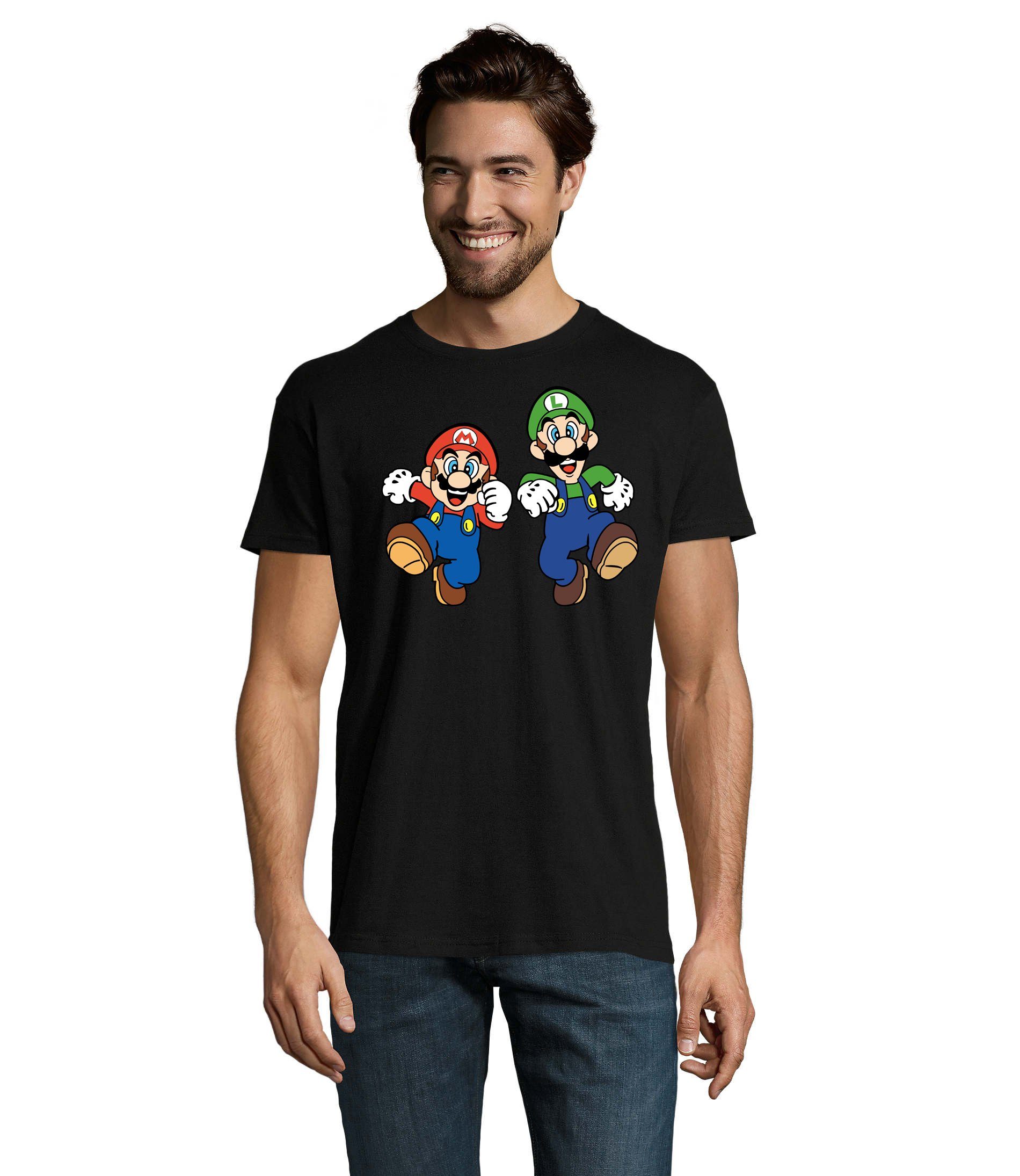 Blondie & Brownie T-Shirt Herren Mario & Luigi Peach Konsole Nintendo Schwarz | T-Shirts