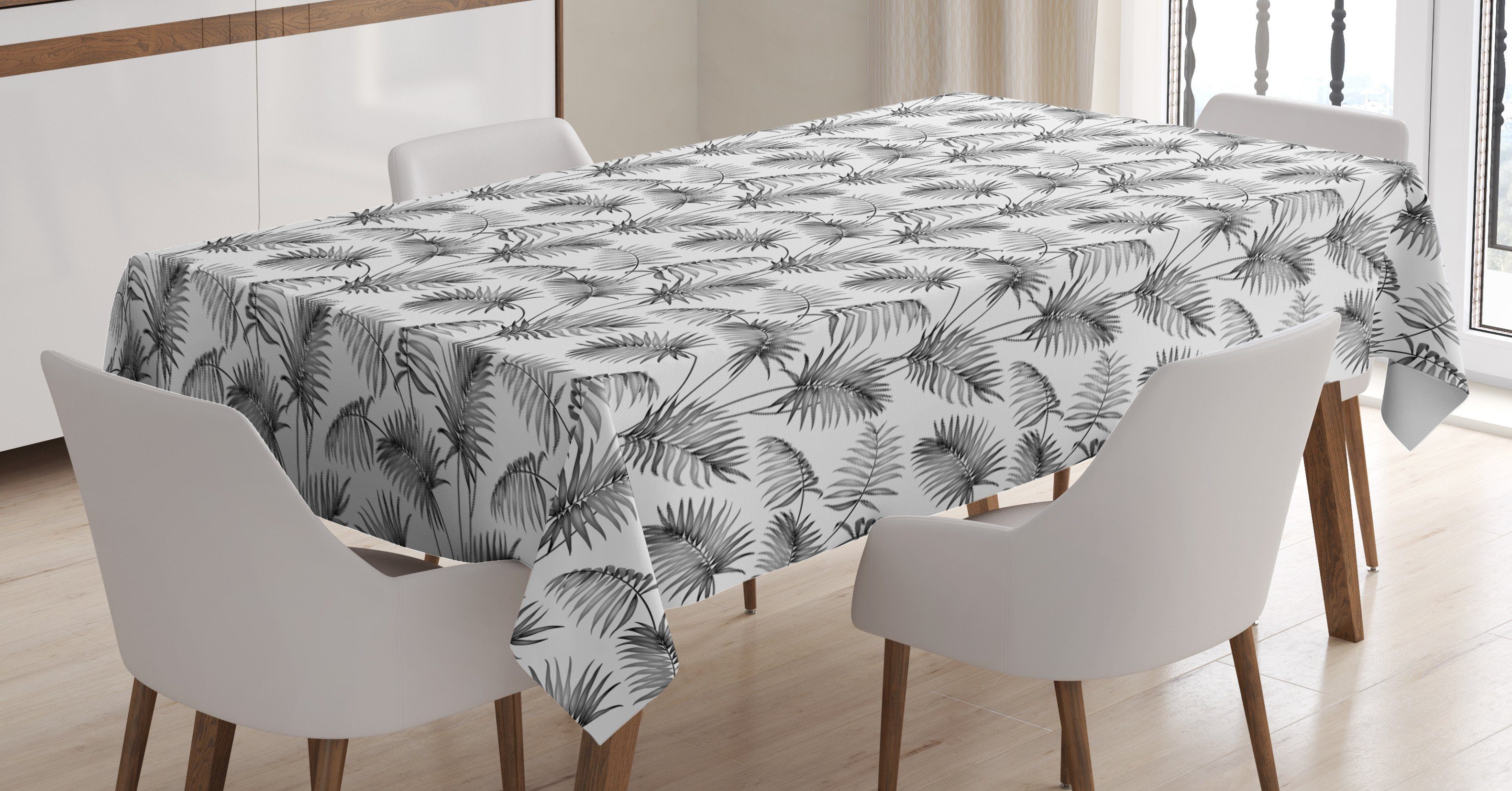 Abakuhaus Tischdecke den Farbfest Für geeignet Weiß und Klare Farben, Grau Waschbar Palmenblätter Außen Bereich