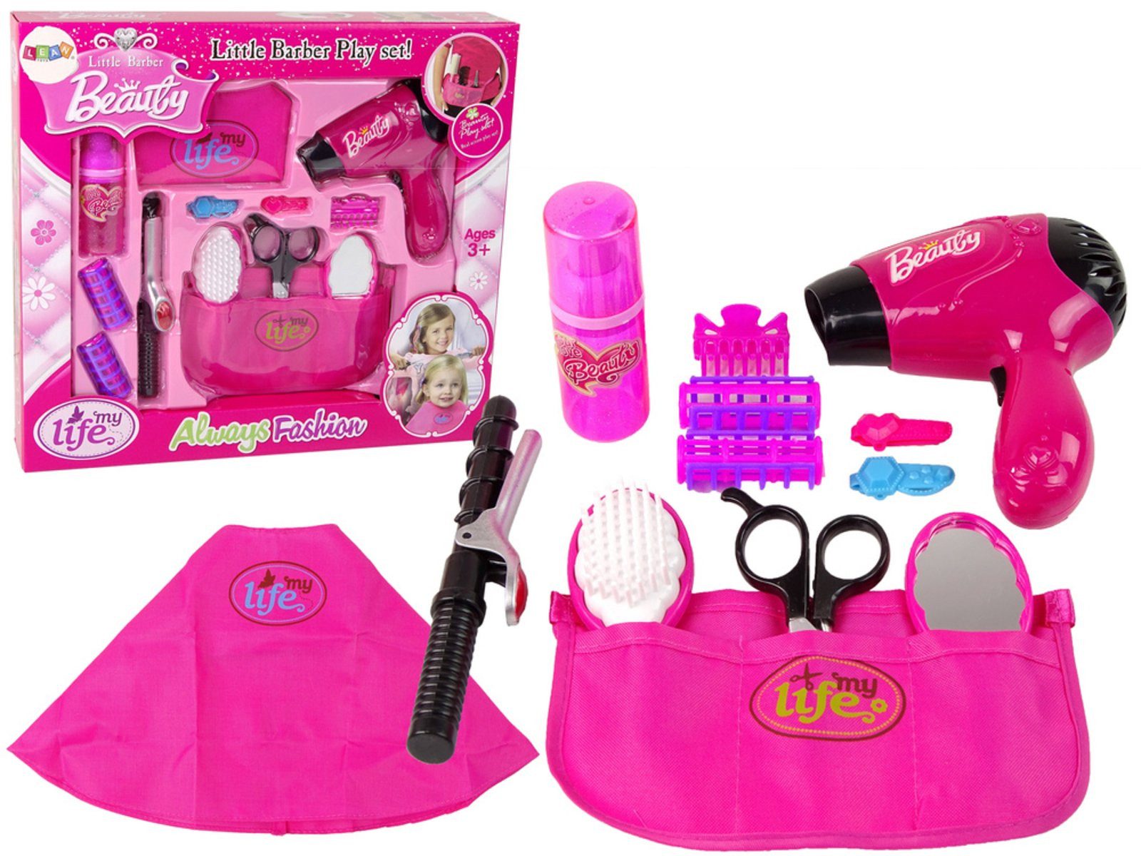 Wisam Lernspielzeug Beauty Friseurset Haartrockner Lockenstab Rosa