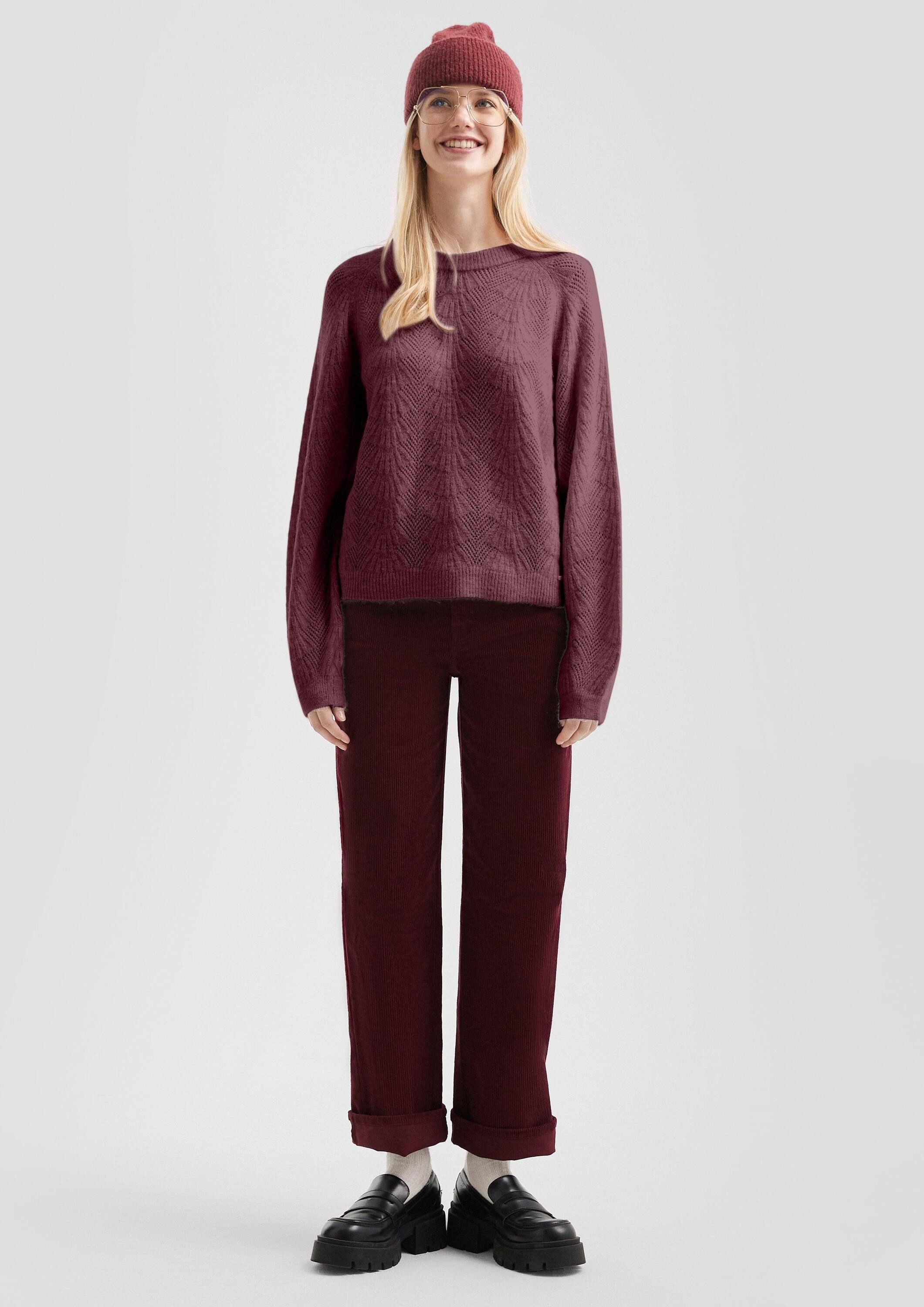 QS Longpullover Strickpullover Weicher Pullover mit Ajourmuster