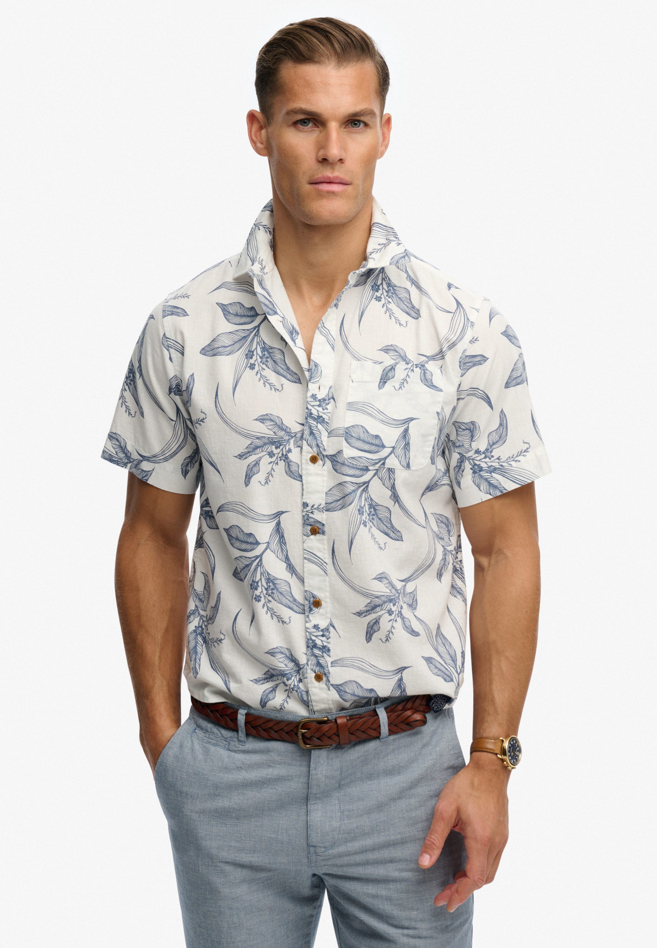 Superdry Kurzarmhemd VINTAGE LOOM S/S SHIRT mit sommerlich coolem Hawaii-Blumen-Print