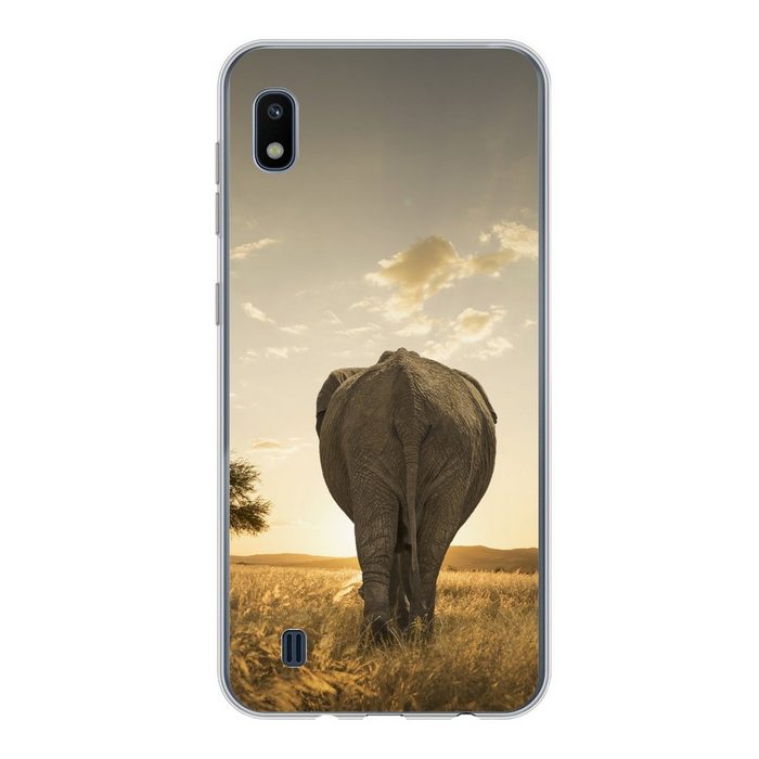 MuchoWow Handyhülle Savanne für Elefanten und Kälber Handyhülle Samsung Galaxy A10 Smartphone-Bumper Print Handy