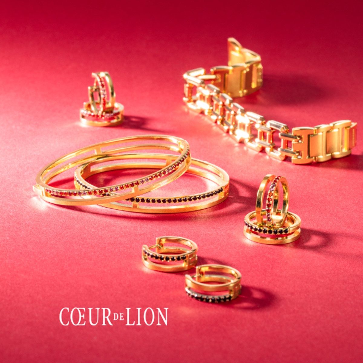 COEUR DE LION Armband Armband Sparkling Princess Rot Goldton 4567/30-0300