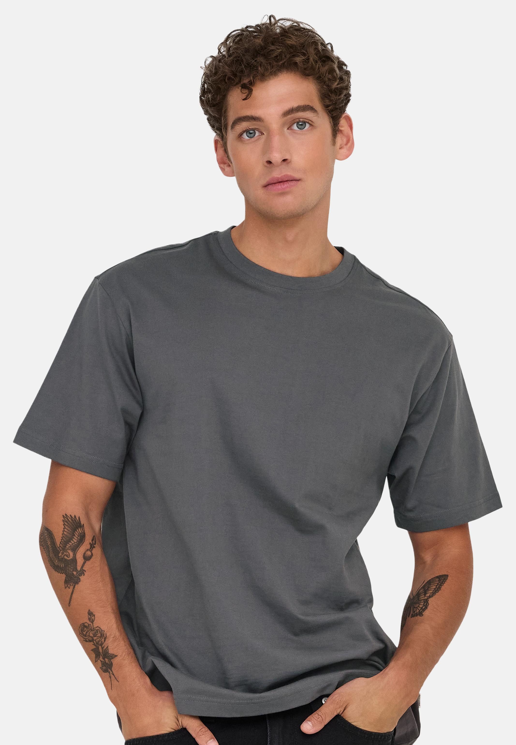 ONLY & SONS T-Shirt 3er Pack Onsfred (Spar-Set, 3-tlg) T-Shirt - Baumwolle - Atmungsaktiv - Locker geschnitten