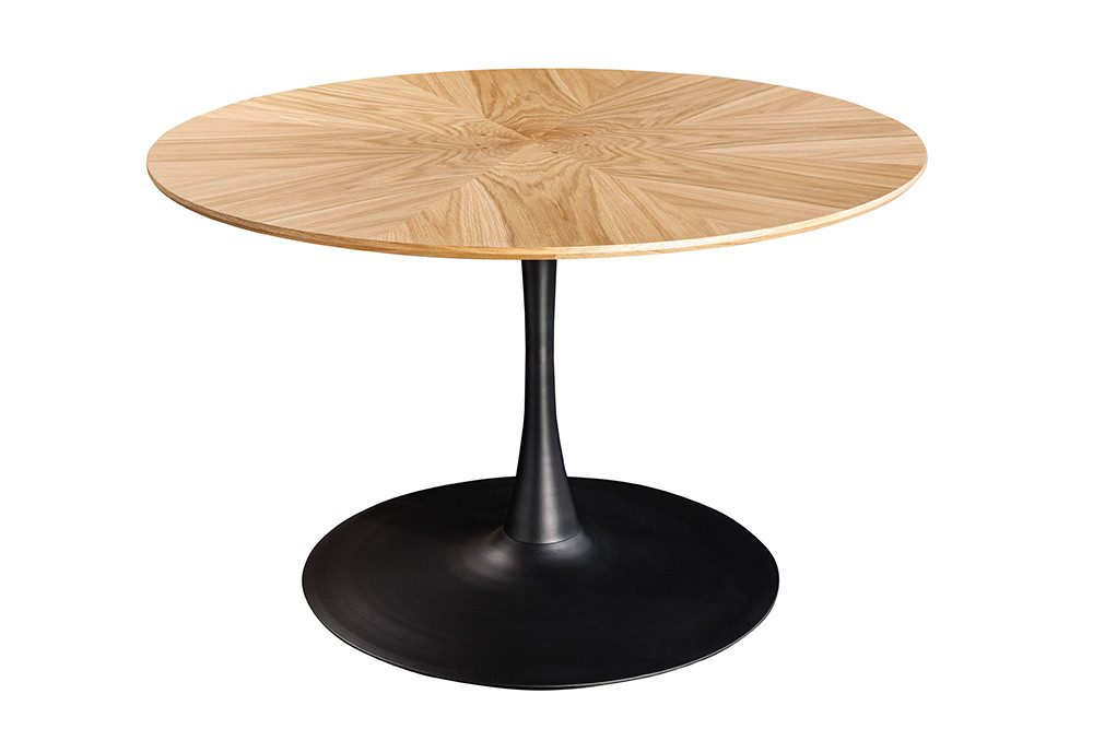 riess-ambiente Esstisch ATELIER 120cm schwarz/natur - Eiche, Metall, Säulenfuß, 4 Personen (Einzelartikel, 1-St), furnierter Bistrotisch - ideal für Küche, Esszimmer, Wohnzimmer & Büro