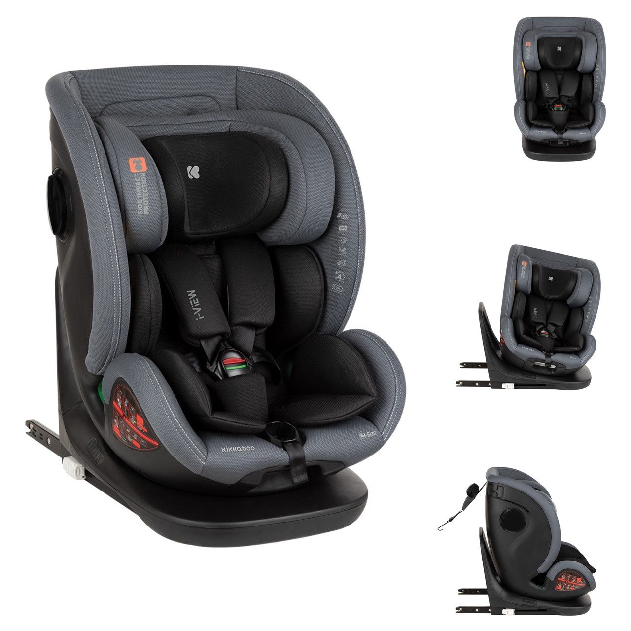 Kikkaboo Autokindersitz Kindersitz i-View i-Size, ab: 0, bis: 12, (40-150cm) Isofix Top Tether 360-Grad-Drehung