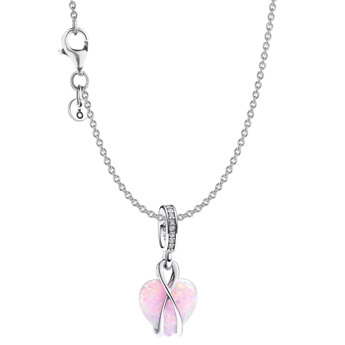 Pandora Herzkette 68303, für Damen-Kette Mum Opalisierendes Herz Geschenkset Silber