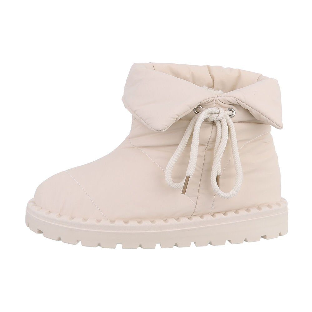 Ital-Design Damen Snowboots Freizeit Snowboots Flach Flache Stiefeletten in Beige