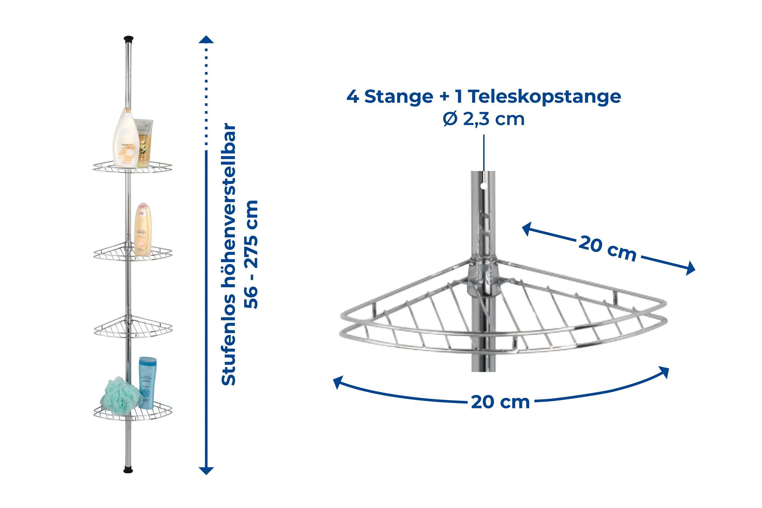 Maximex Duschregal Teleskop, aus Edelstahl, zum klemmen
