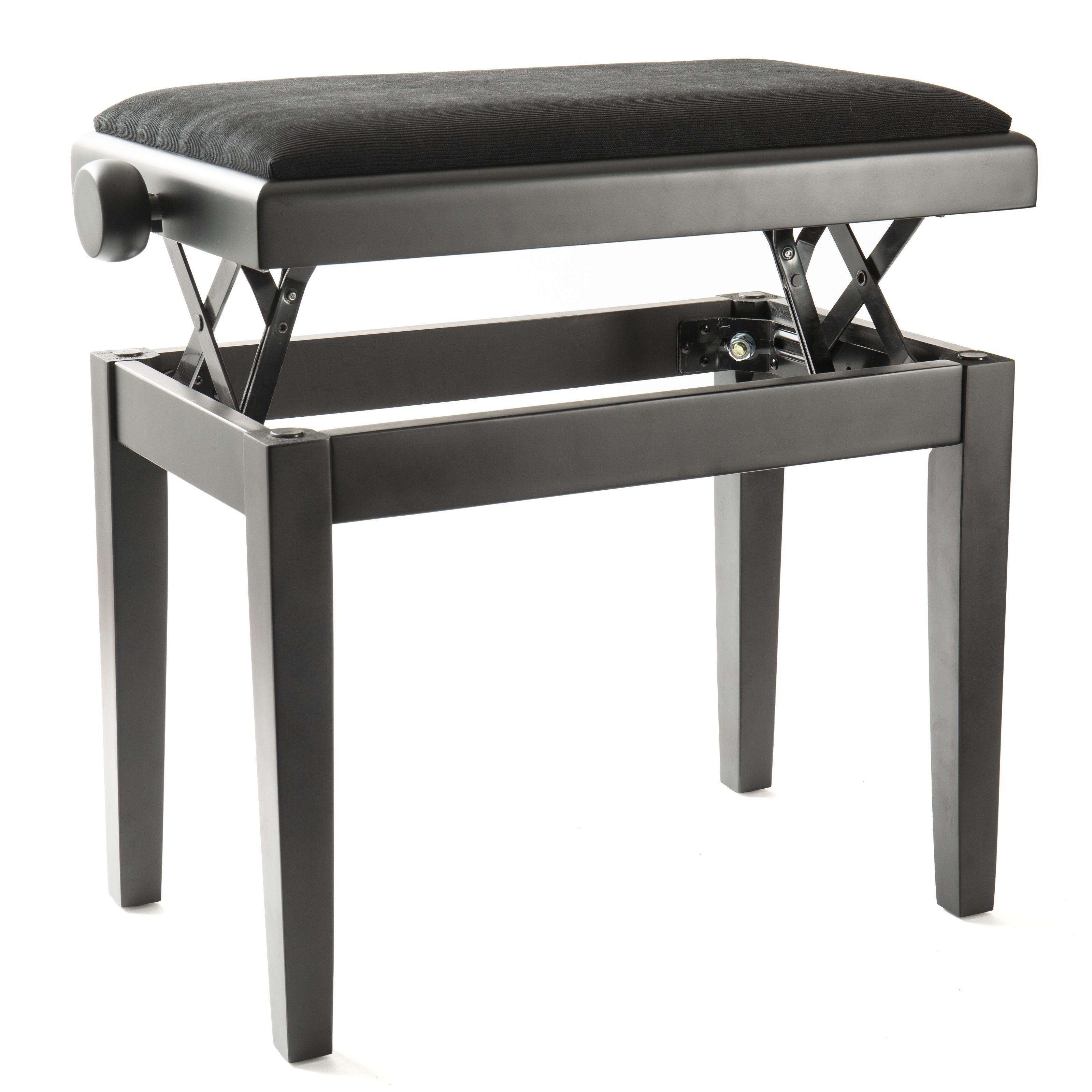 FAME Klavierbank (PB-10C BK Klavierbank - Höhenverstellbar Gepolstert Schwarz Vinyl Mattes Finish Robuste Verarbeitung Sitzfläche 53x31cm, Sitzbänke, Klavierbänke), Klavierbank, Höhenverstellbar, Gepolstert