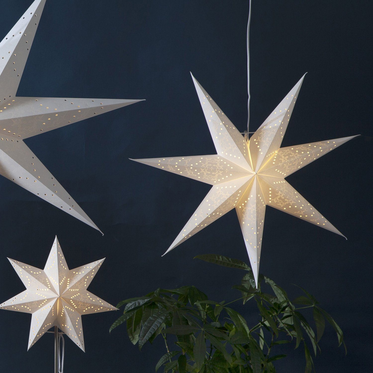 STAR TRADING LED Stern »Papierstern Sensy Leuchtstern Faltstern 7-zackig  hängend D: 70cm mit Kabel weiß« online kaufen | OTTO