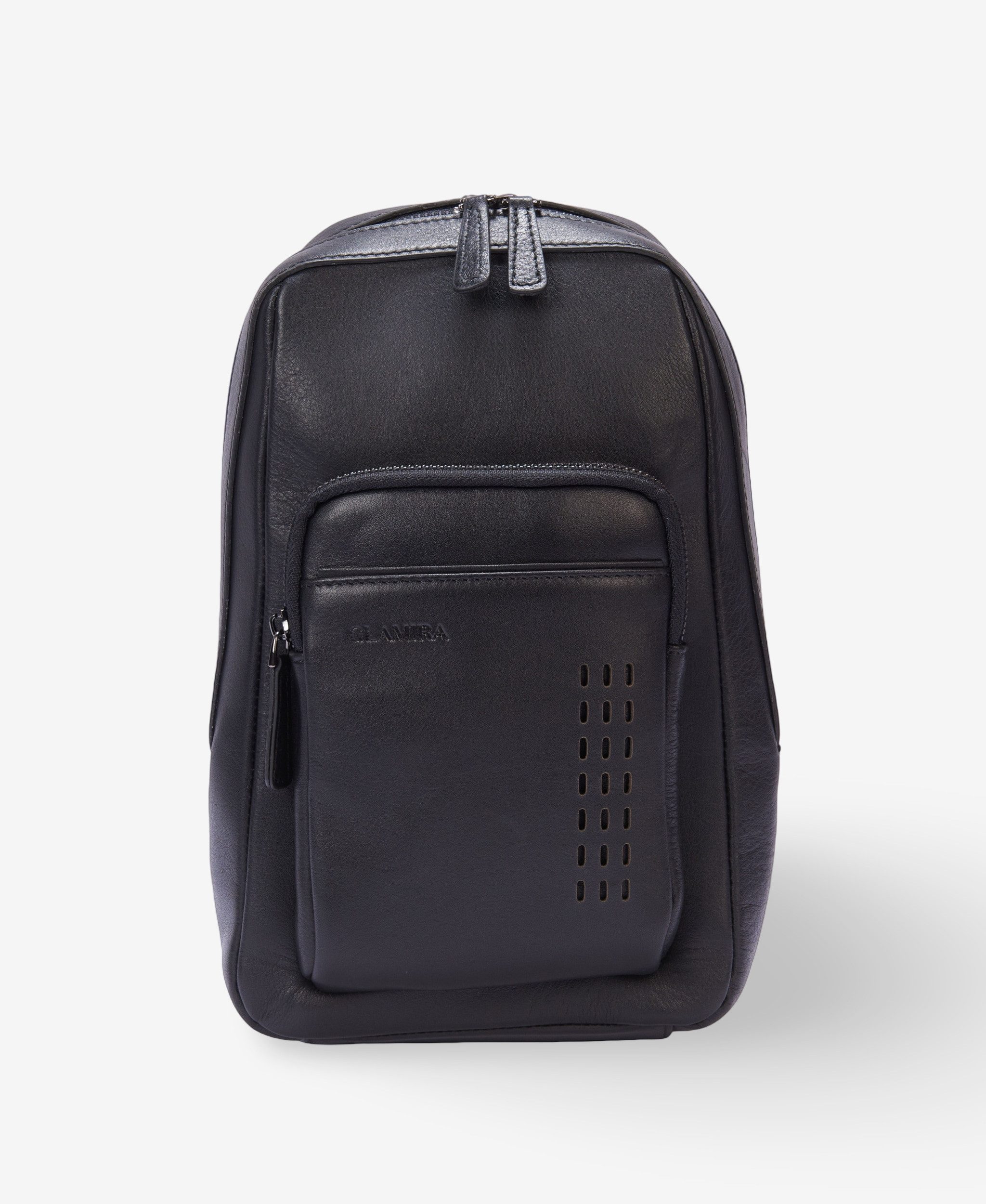 Handtasche Urban Professional Schwarzer Leder-Sling-Rucksack für Herren