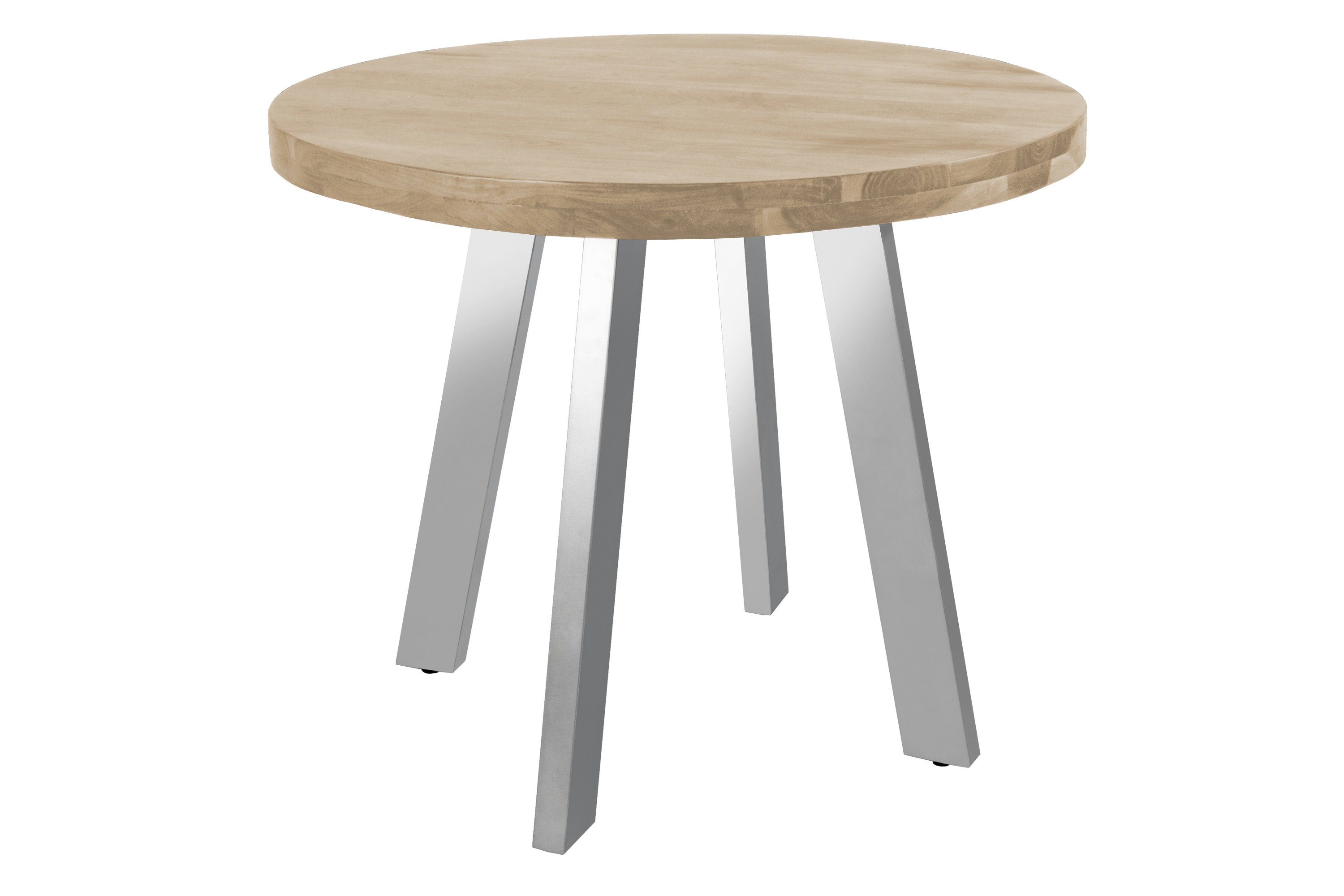 SAM® Esstisch Samira, Akazienholz, runde Tischplatte, 4-Fußgestell aus Metall natur | silber