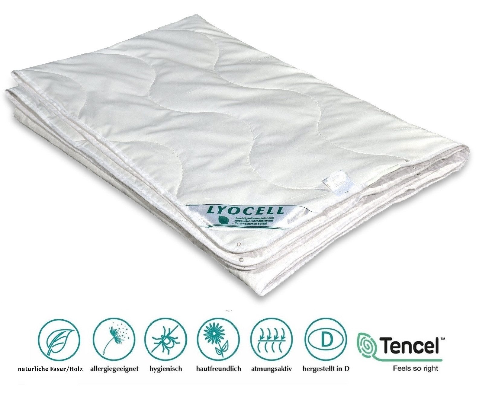 Betten Traumland 4-Jahreszeitenbett TENCEL™ Lyocell Lenzing 4-Jahreszeiten-Decke, Füllung: 100% TENCEL™ Lyocell Lenzing, 2 Decken = 4 Jahreszeitendecke, knöpfbar