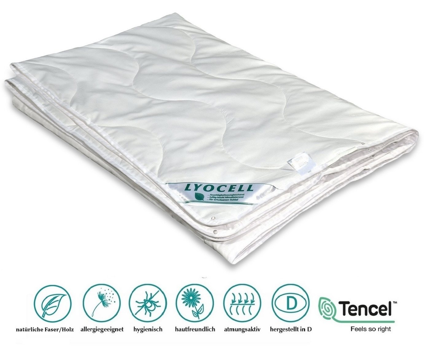 Betten Traumland 4-Jahreszeitenbett TENCEL™ Lyocell Lenzing 4-Jahreszeiten-Decke, Füllung: 100% TENCEL™ Lyocell Lenzing, 2 Decken = 4 Jahreszeitendecke, knöpfbar