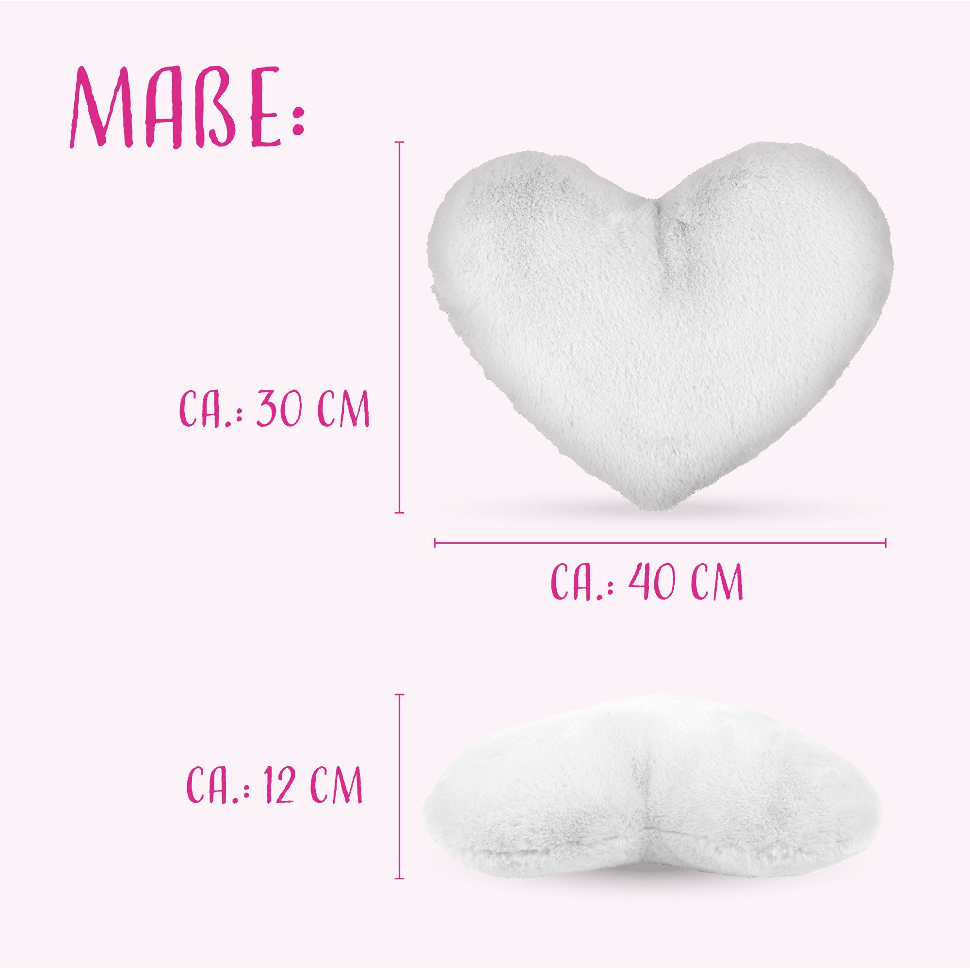 Bestlivings Dekokissen in Herzform Plüsch 30x40x12cm, Weiches Dekokissen, Sofakissen – Valentinstagsgeschenk in Herzform