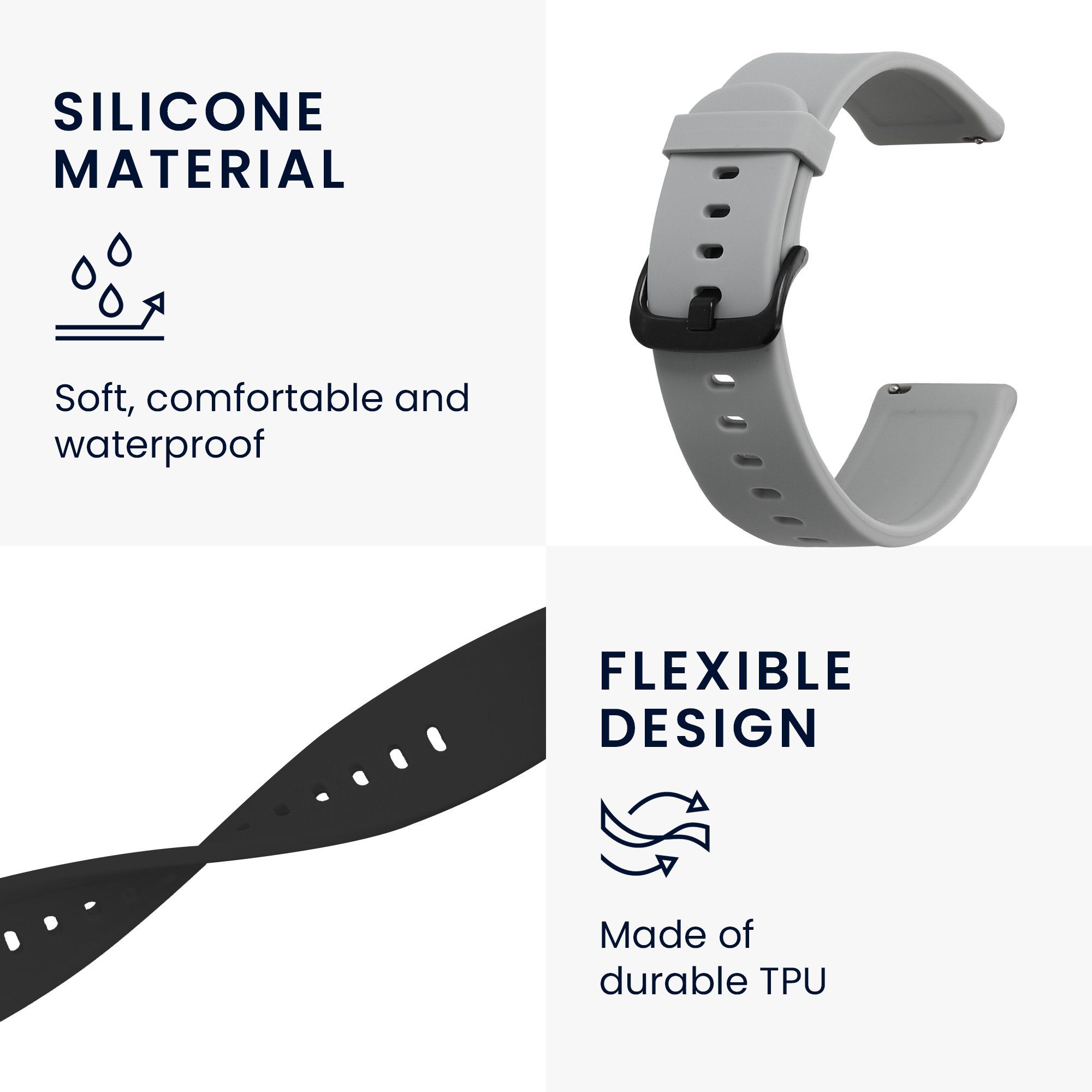 kwmobile 2x Uhrenarmband für Huami Amazfit Bip S / Bip S Lite Armband Smartwatch, 2-tlg., Fitnesstracker Band Set aus TPU Silikon - Ersatzarmband Smartwatch